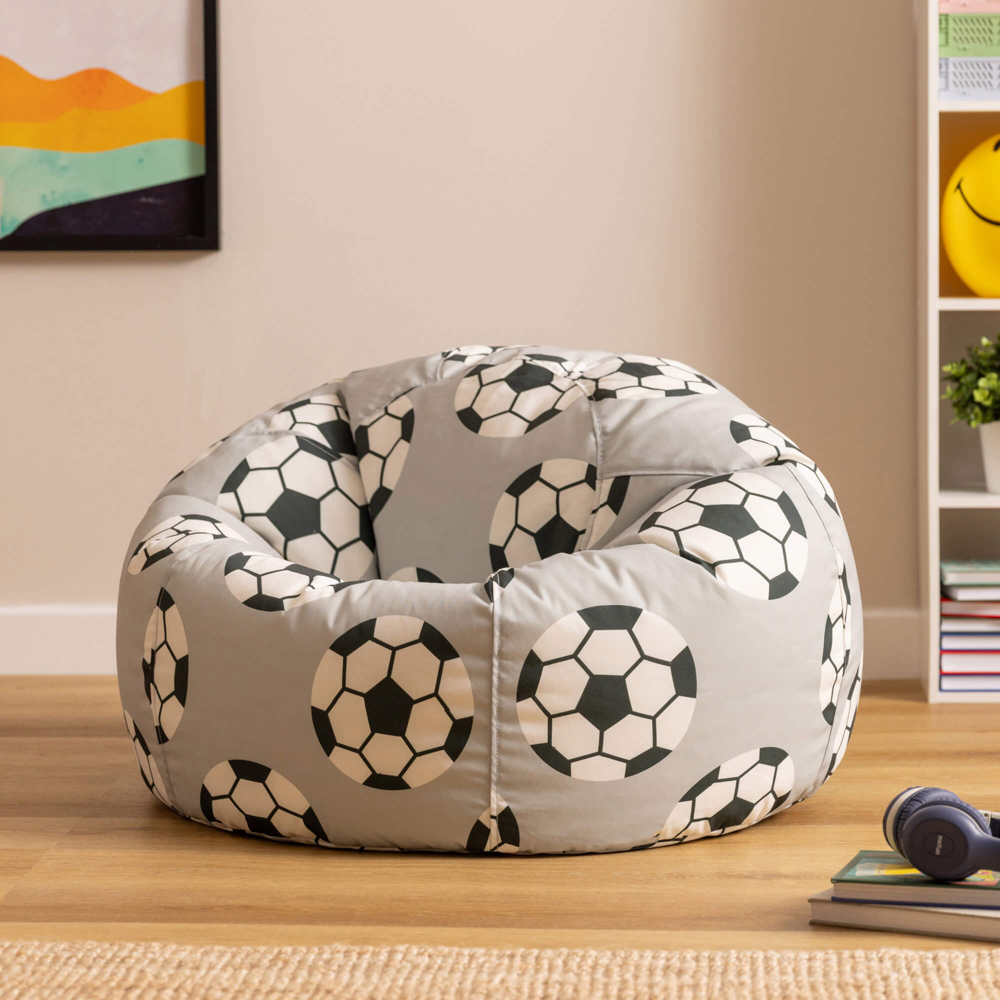Pouf fauteuil classique large enfant intérieur extérieur à imprimé football, chambre, salon, jardin, 80x80cm Oeko-Tex® - 2