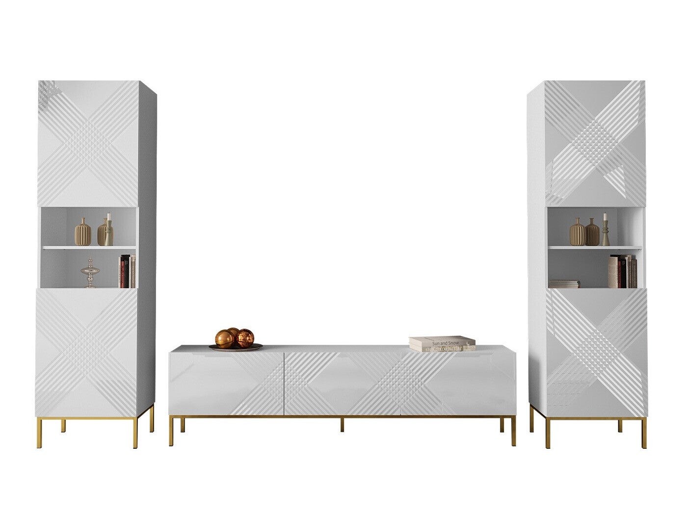 Conjunto de salón Merced A106, Blanco, Blanco brillante, Partes