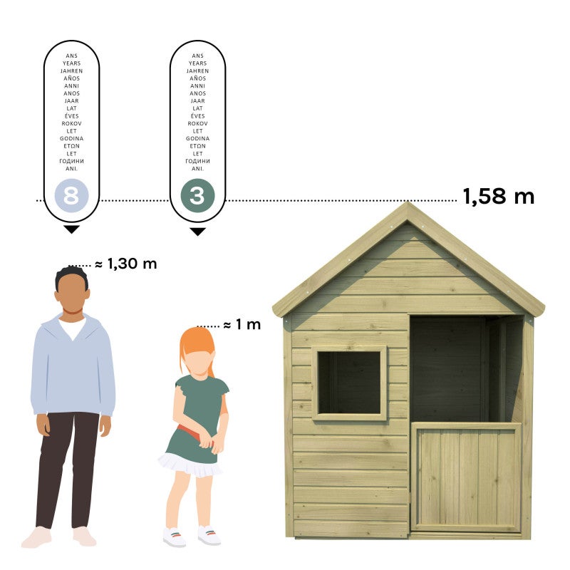 Cabane en bois traité avec terrasse et banc HEIDI - 9
