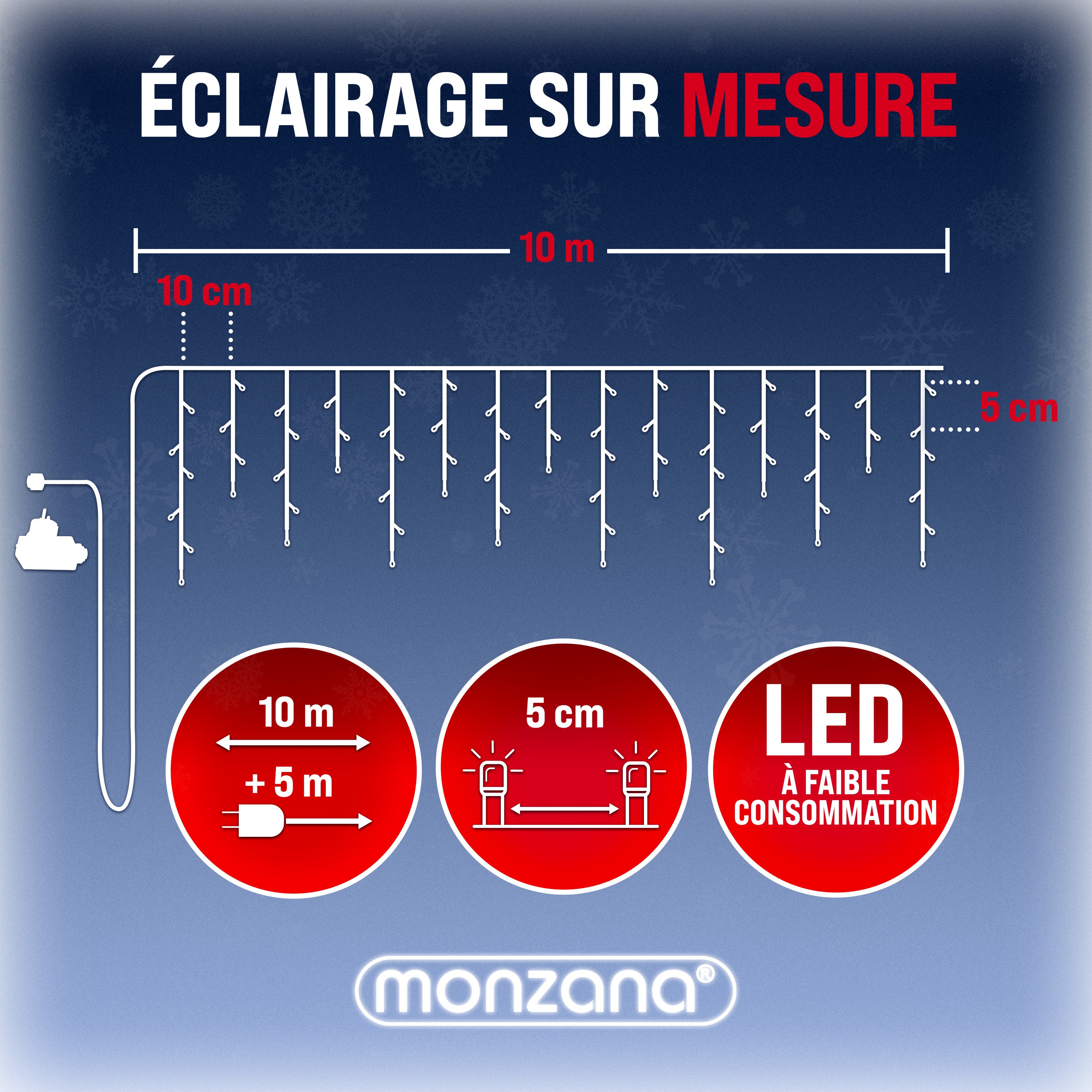 Monzana Guirlande Lumineuse 100 LED Filet Pour Intérieur Extérieur