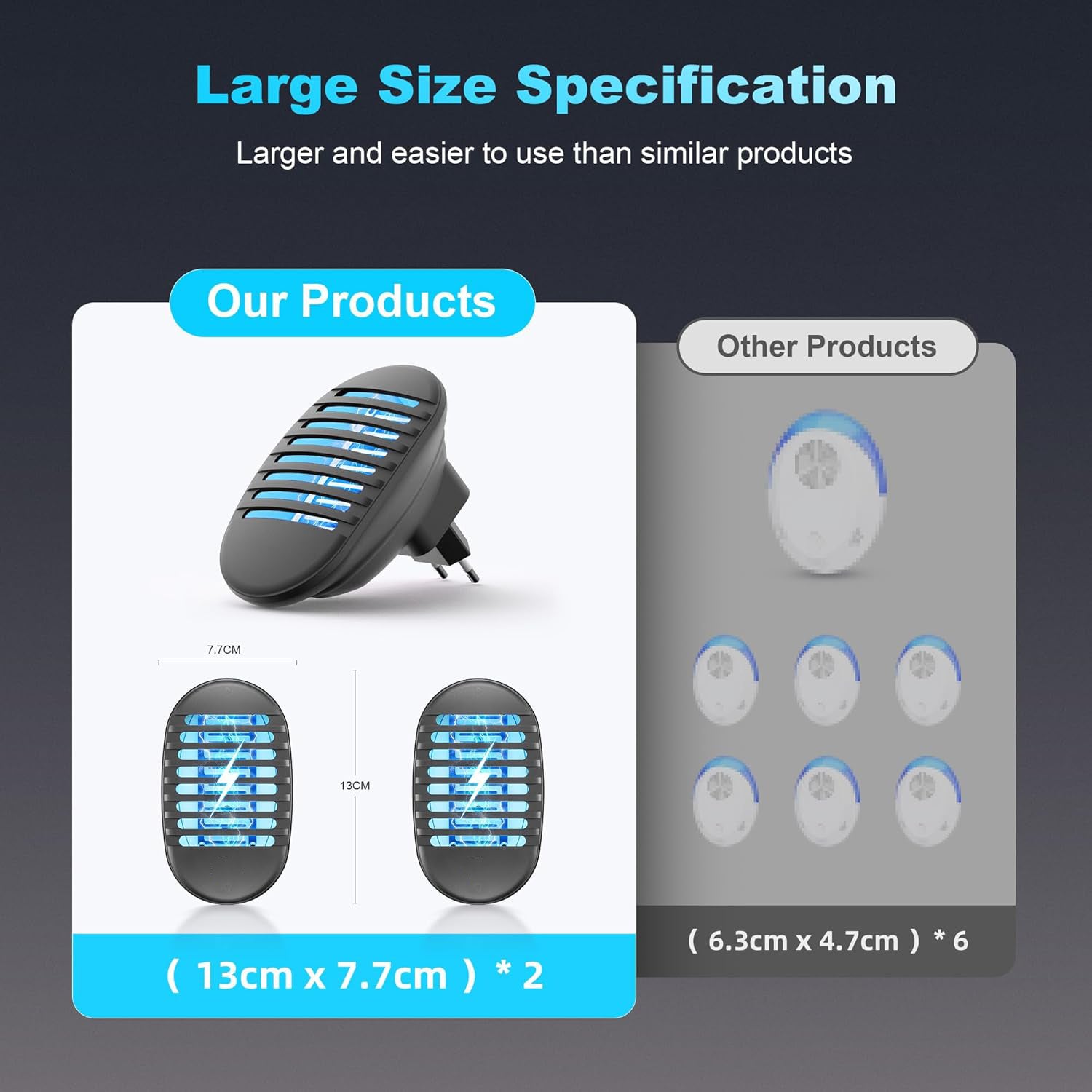 Lot de 2 tueurs de moustiques, lampe anti-moustique UV, anti-insectes, prise électrique anti-insectes avec veilleuse, attrape-mouches pour l'intérieur - 5