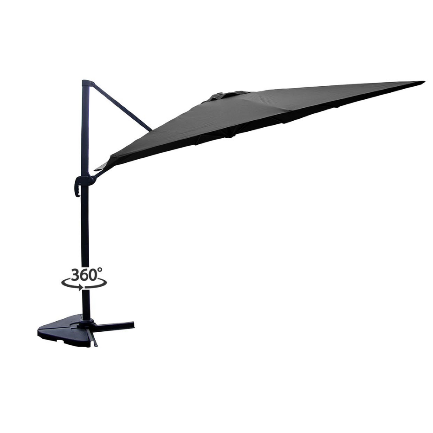 Parasol gris déporté carré 3 x 3 m rotatif à 360 PALATINO - 4