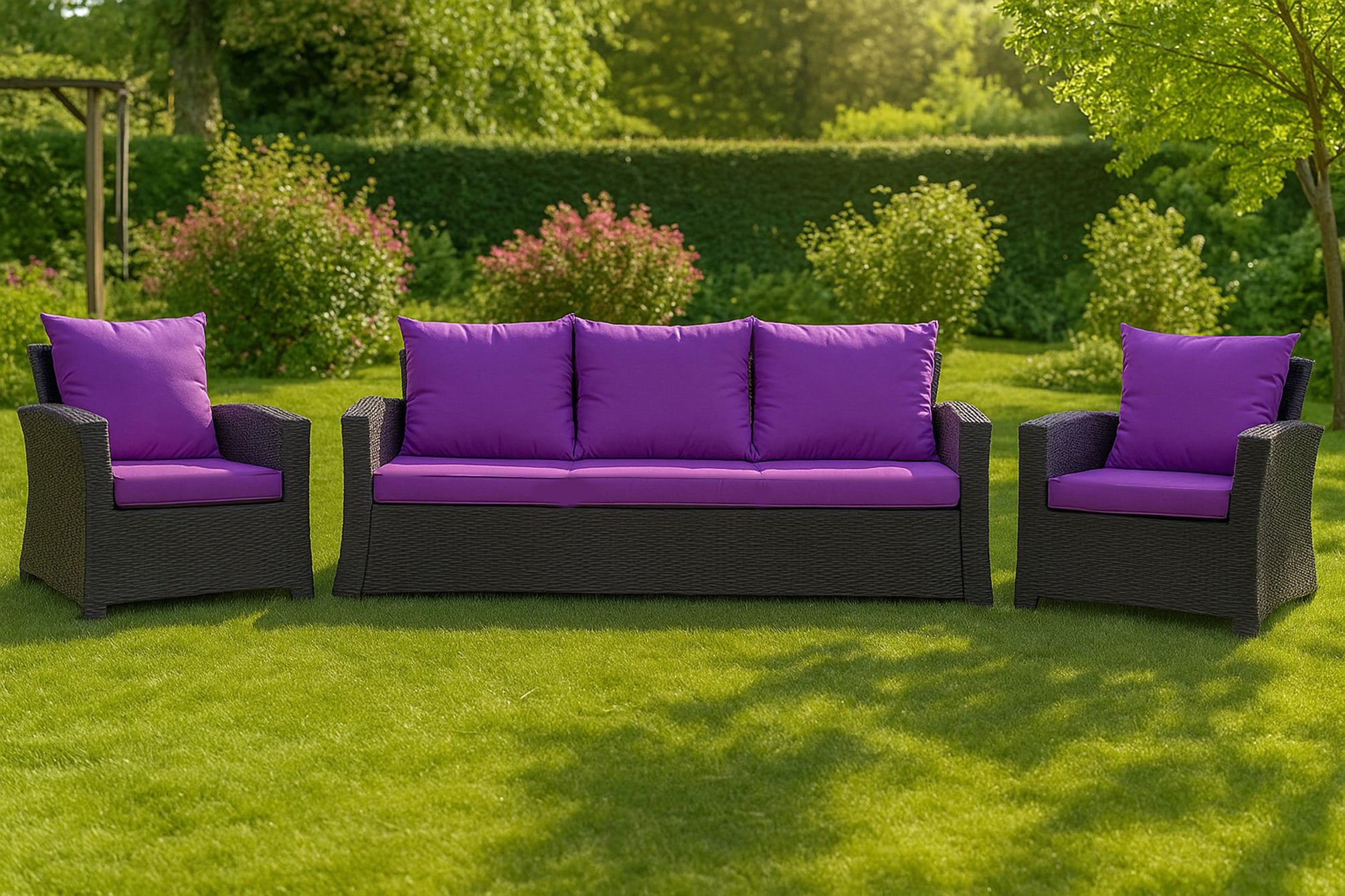 Coussins de canapé meubles de jardin en résine tressée Violet, Coussins balançoire d'extérieur 100x60x50cm Coussin pour banquette 2 places mix - 5