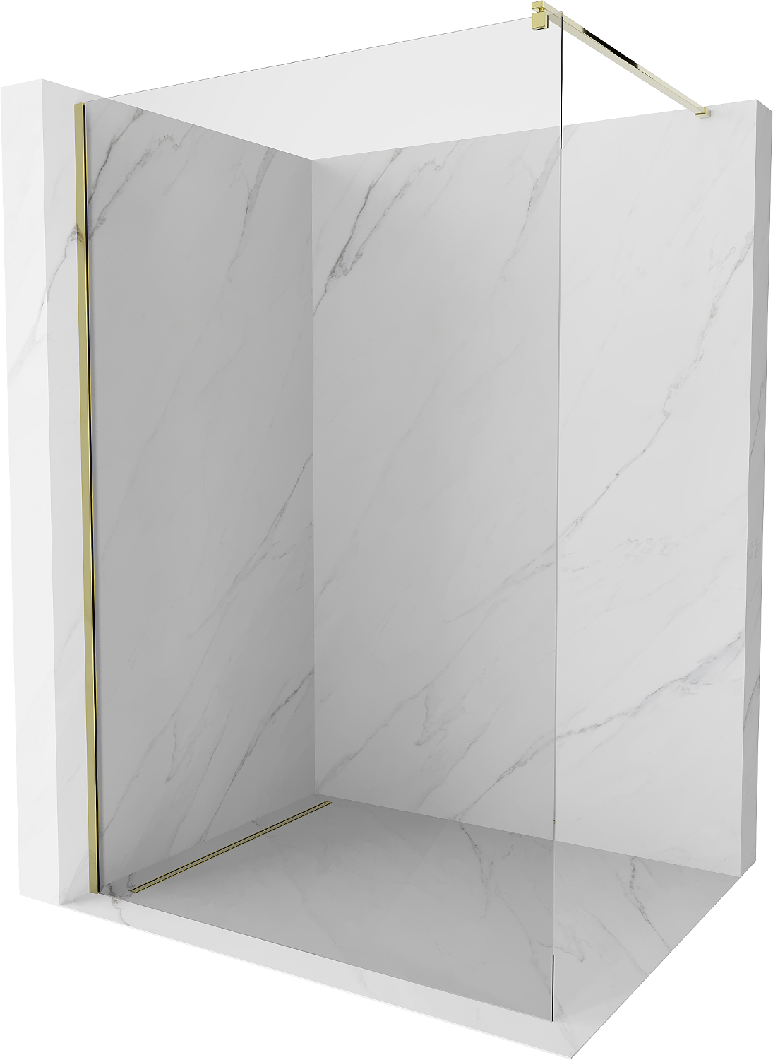 Mexen Kioto ścianka prysznicowa Walk-in 65 x 200 cm, transparent 8 mm, złota - 800-065-101-50-00