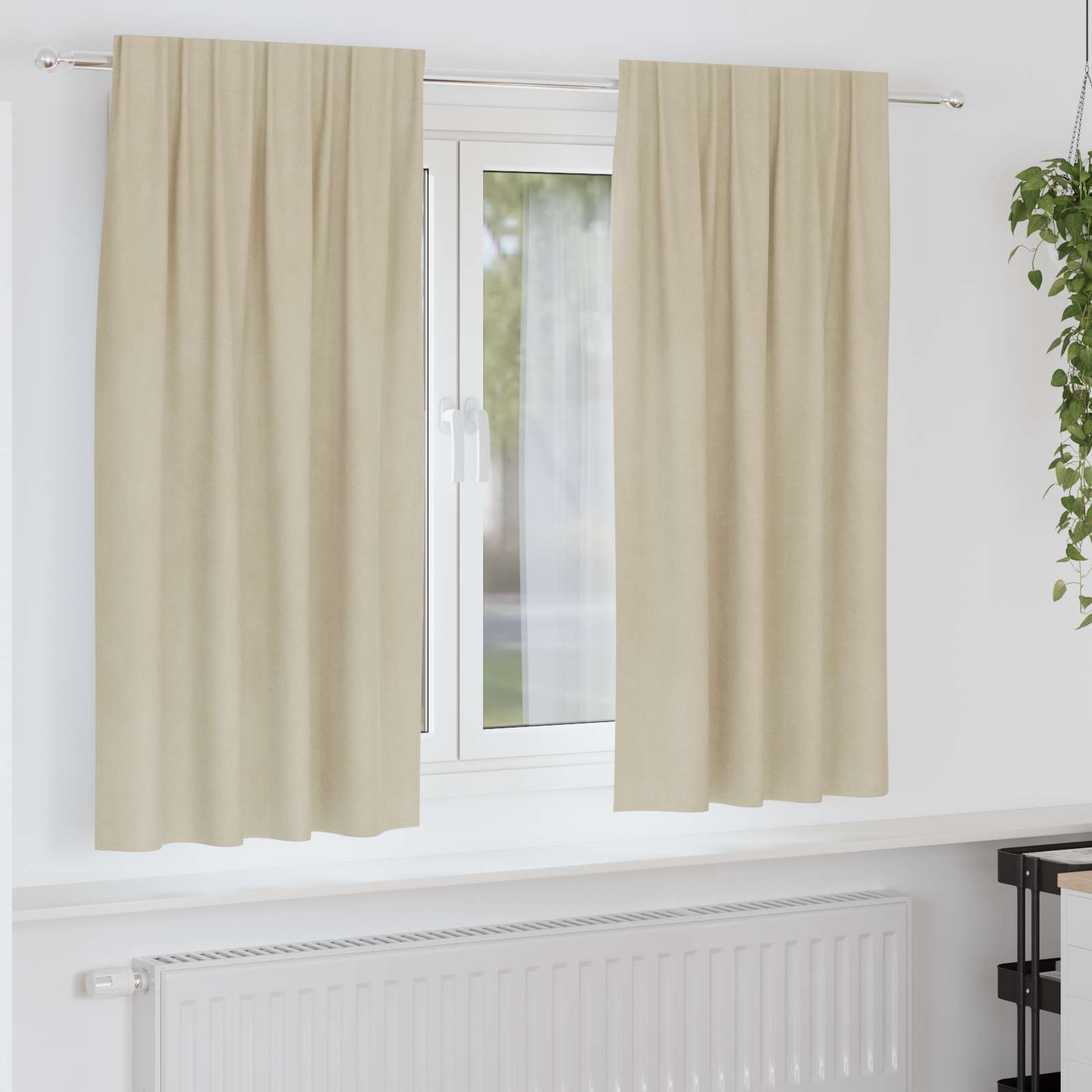 Zasłony zaciemniające 2 pcs Kremowy 140 x 175 cm Aksamit vidaXL