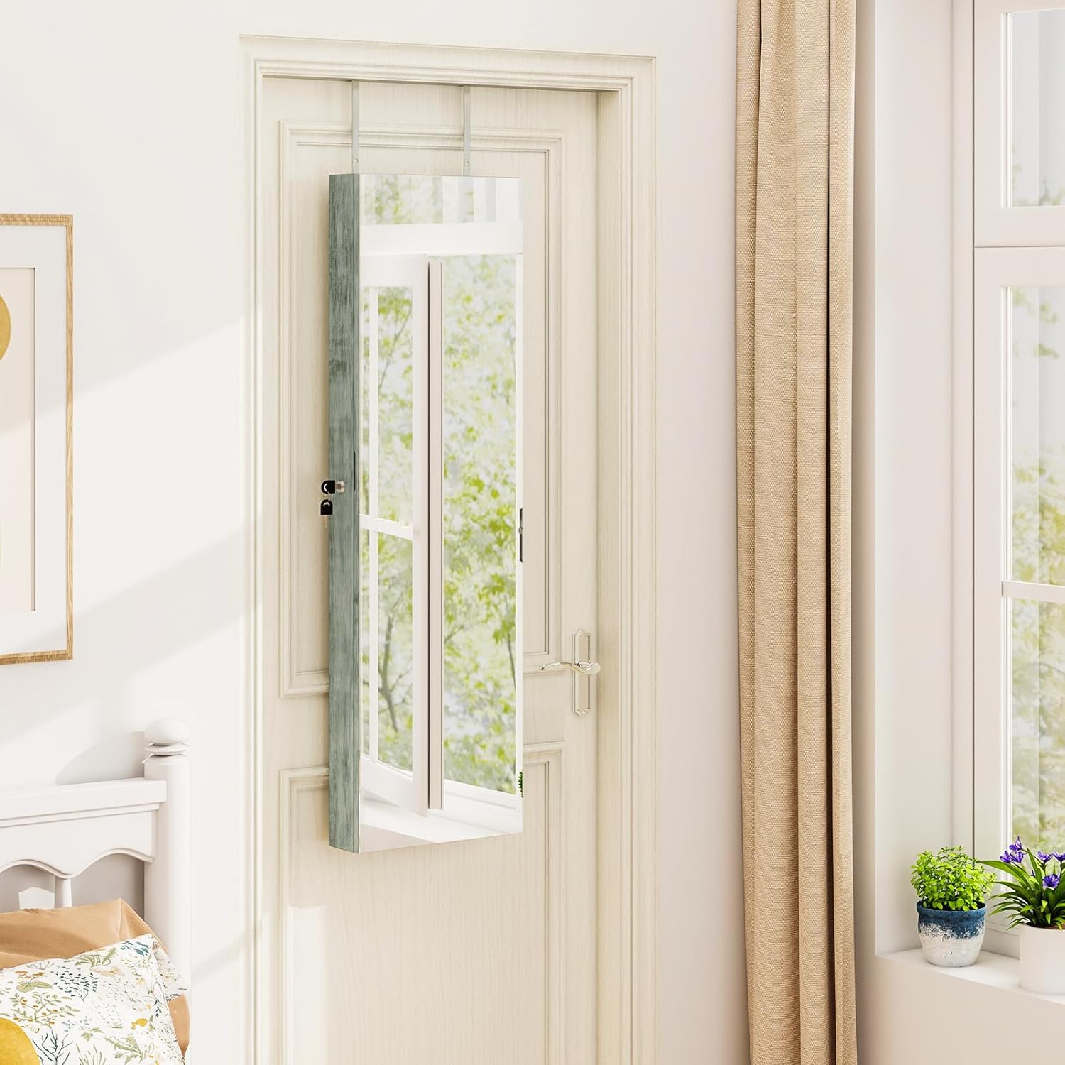 Armoire à Bijoux Mural Armoire Bijoux de Rangement 120 x 36 x 10 cm Bleu - 2