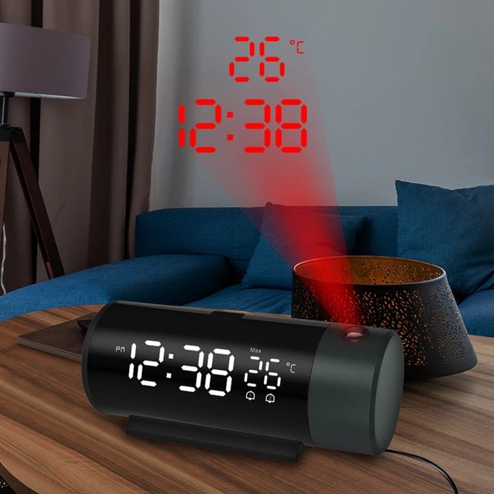 Réveil Projecteur Plafond - Luminosités d'Écran et Réglage Automatique, Double Alarme, Fonction Snooze, Port de Chargement, Numérique pour la Chambre - 5