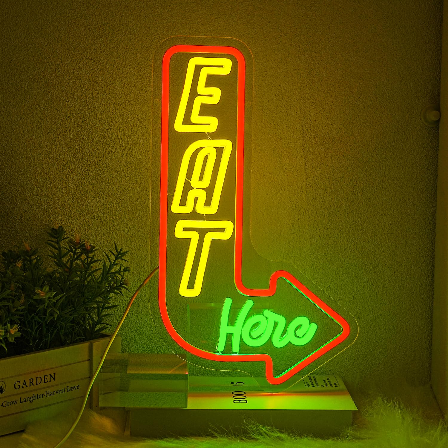 SIGNSHIP Ouvert Enseigne Lumineuse Néon oui! Nous ouvrons le signe de néon pour la décoration murale jaune,rose et bleu Open neon indicateur Bar Restaurant Hôtel magasin Club décoration signe lumineux