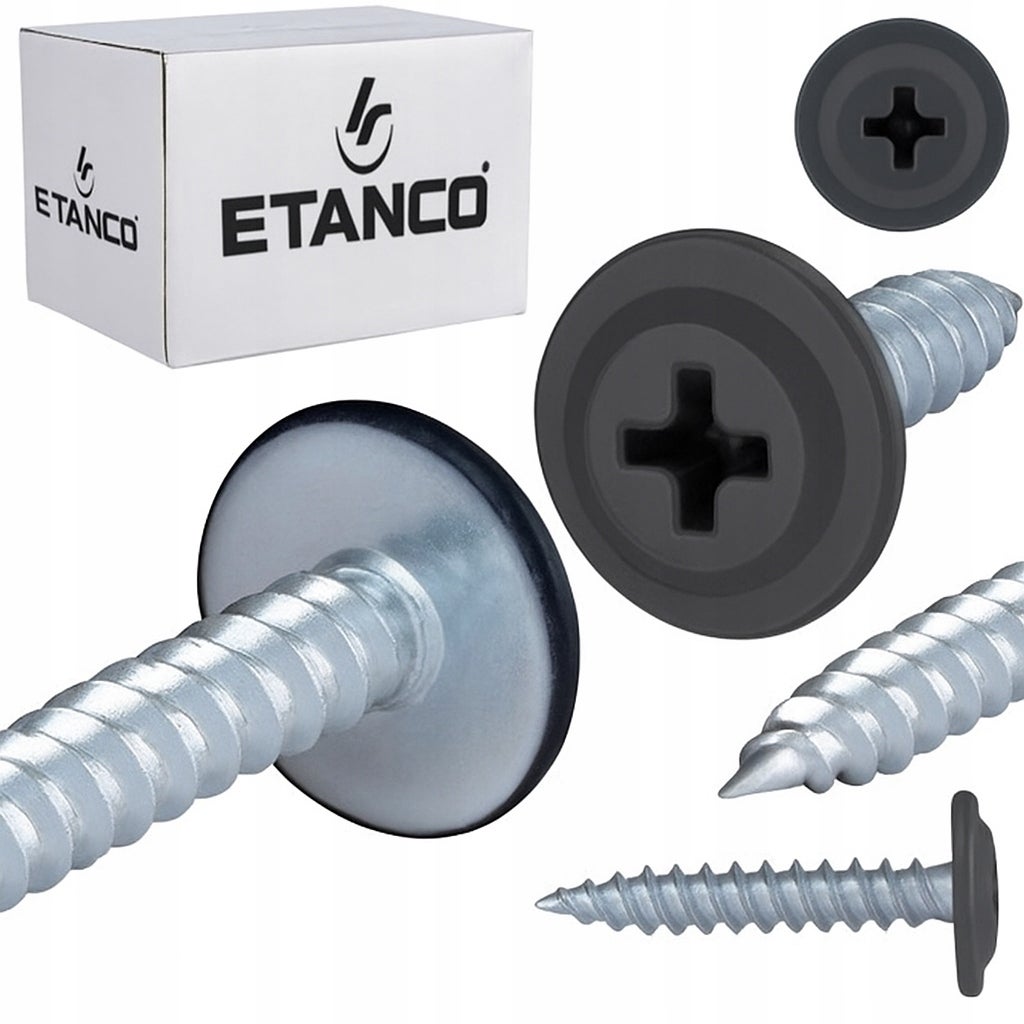 Wkręty podkładkowe Etanco do drewna 4,2x50mm, RAL 7024 GM-S 250szt.
