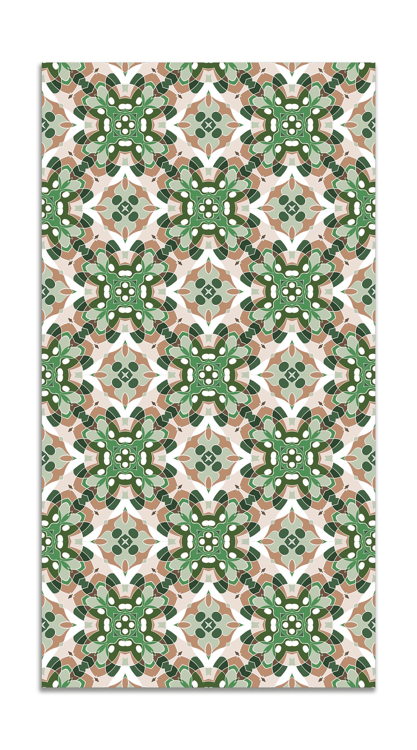 Panorama alfombra vinílica azulejo oriental verde 200x200 cm - alfombra cocina vinilo - alfombra salón antideslizante