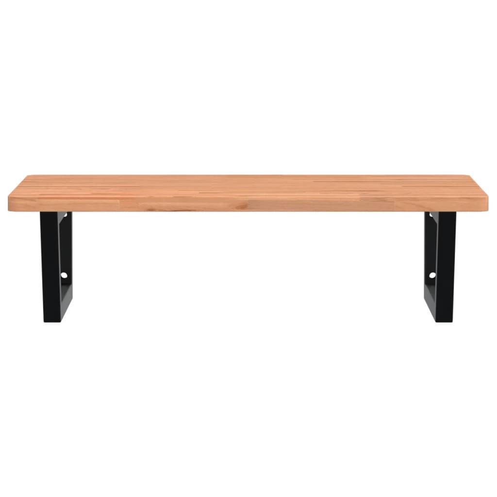 Maison Exclusive - Ripiano a Parete per Lavabo in Acciaio e Massello di Faggio - 4