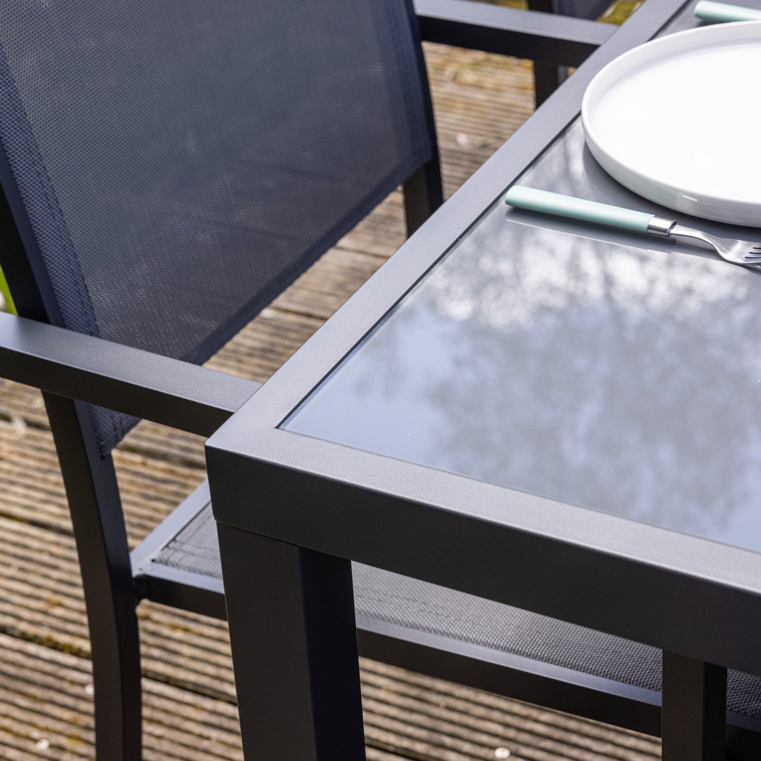 Salon de jardin 6 places gris et aluminium anthracite BERGAMO - 6