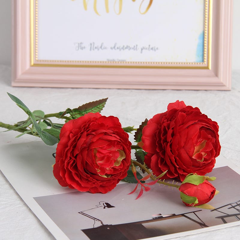 Arangement En Longueur Roses Rouges Bouquet de 6 roses Décoration de mariage Arrangement pour salon ...