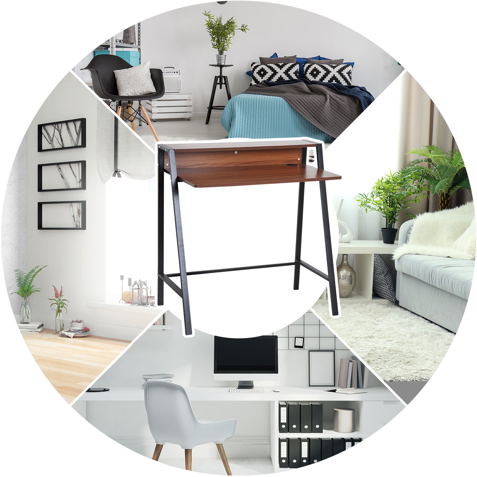 Bureau secrétaire MDF marron HOMCOM - 4