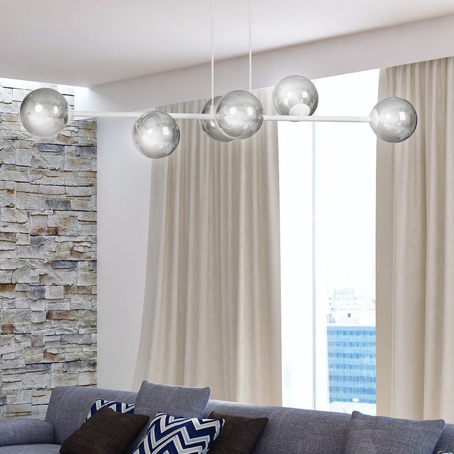 Lampa wisząca Rossi biała dymiona 6xE14x10W wym: 100 x 110 cm szkło Emibig - 6