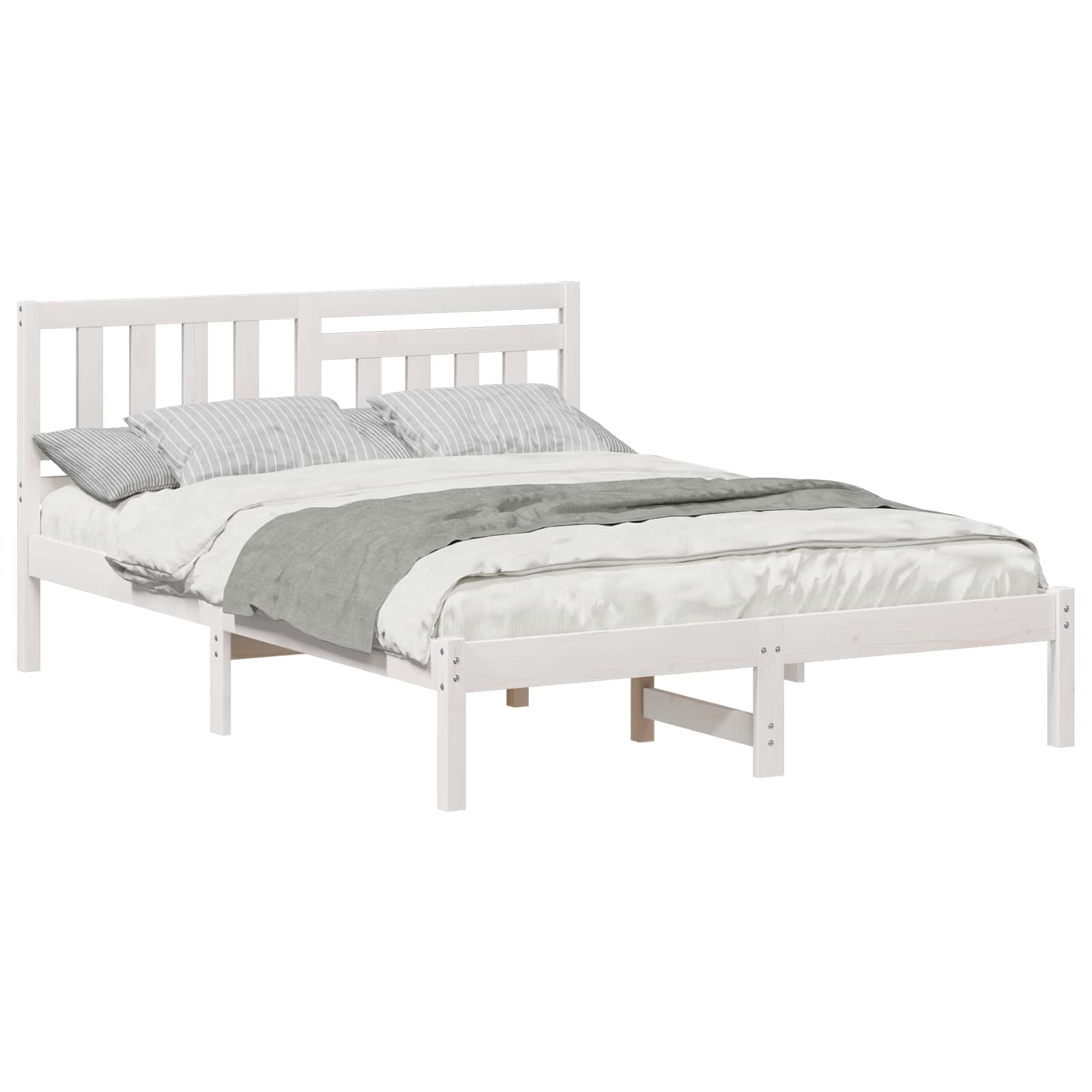 Cadre de lit avec tête de lit en pin massif blanc, 120 × 190 cm - 2