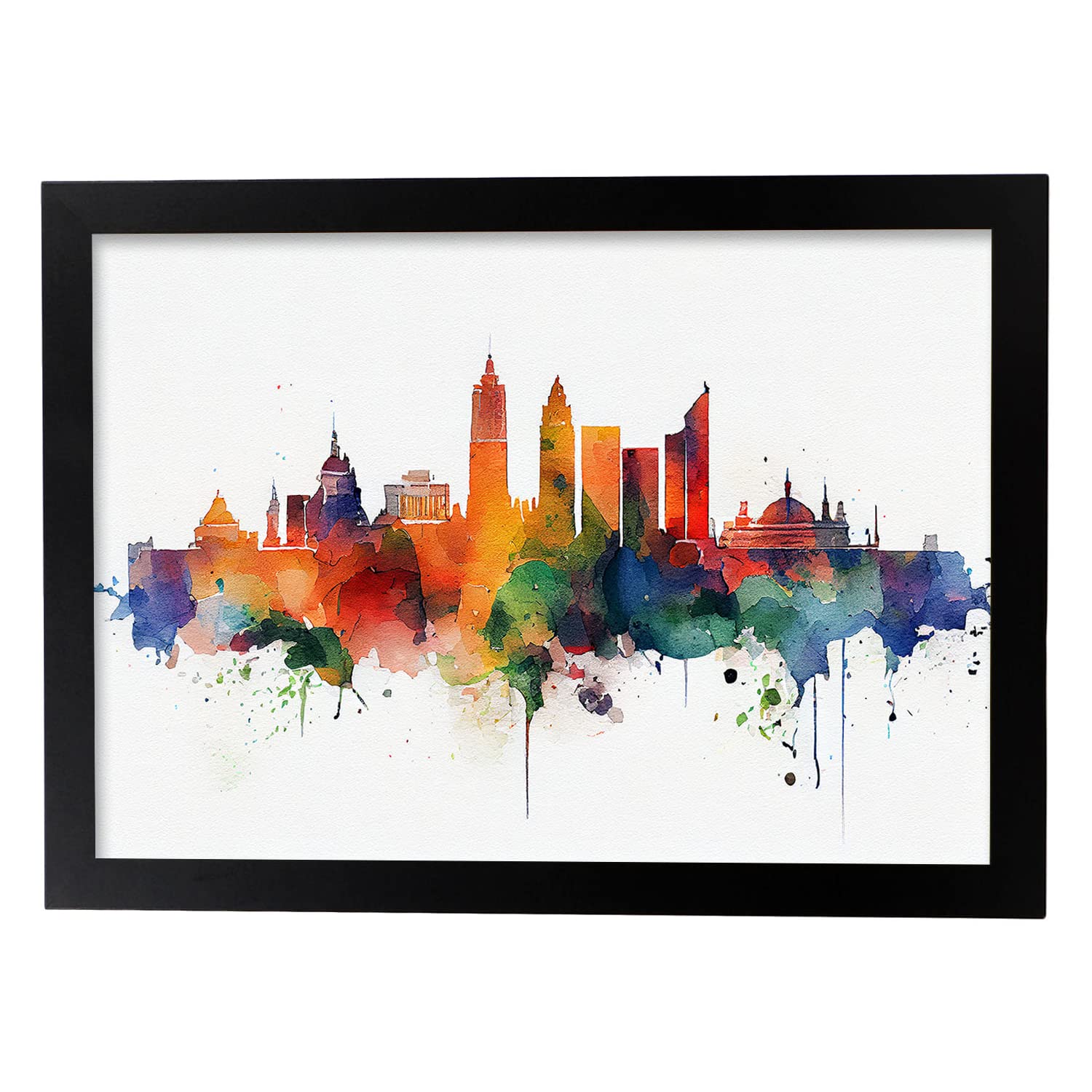 Nacnic poster de madrid en estilo acuarela ilustraciones a todo color de ciudades y monumentos del mundo diseño moderno y modelo 3 a3 con marco negro