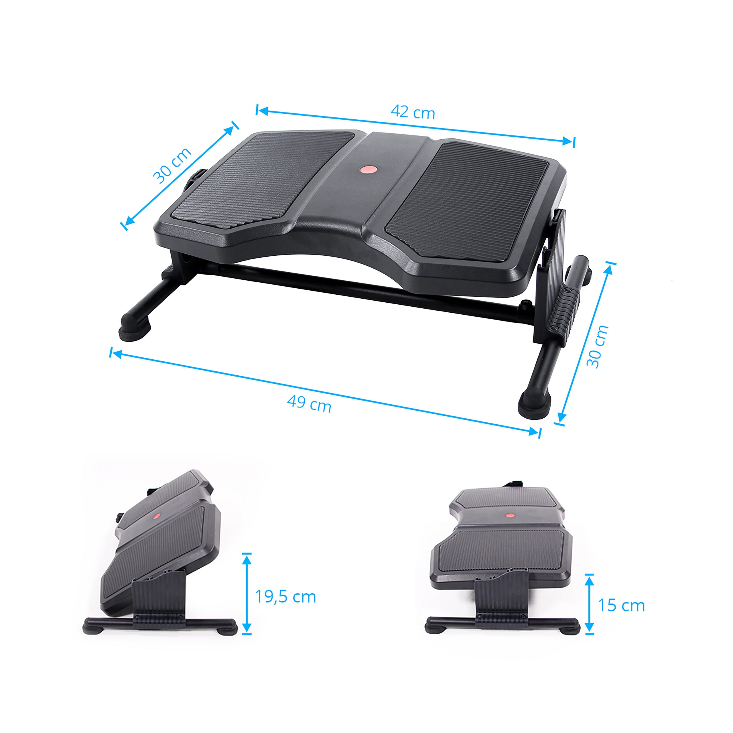 Poggiapiedi PODI II regolabile in altezza Plastica nero hjh OFFICE - 5