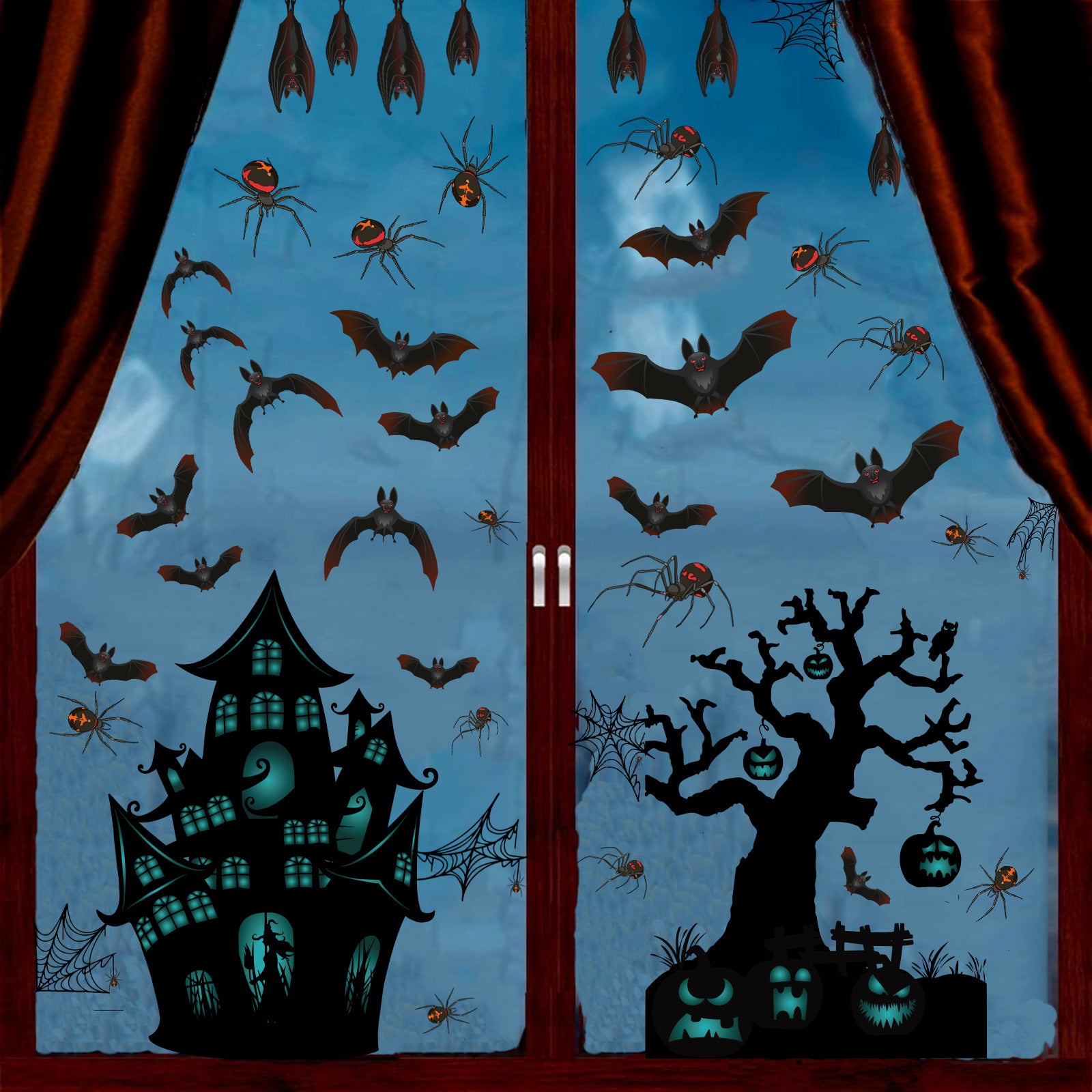 Adesivi decorativi per Halloween, motivo horror, per finestre, impronte