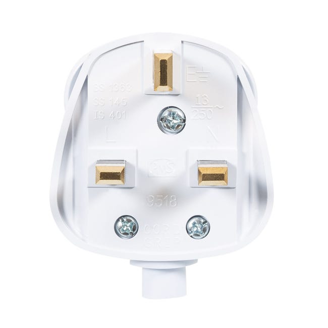 PF133 WHI | Fiche électrique Mâle MK Electric, 250 V c.a., 13A, Montage PF133 WHI | Fiche électrique Mâle MK Electric, 250 V c.a., 13A, Montage