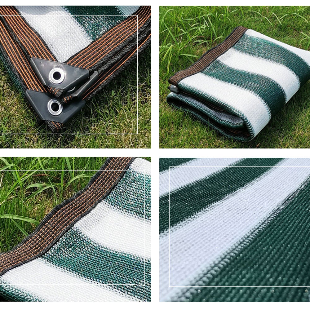 Filet d'ombrage Anti-UV en HDPE à rayures vertes et blanches, 2m x 3m, pour l'extérieur, abri de jardin, taux d'ombrage de 90% - 5