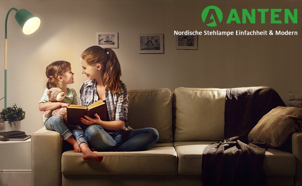 Lampadaire LED Anten, vert Abat-jour trapézoïdal Classique moderne Orientable sur 360°, hauteur 159 cm (ampoule non incluse) - 2