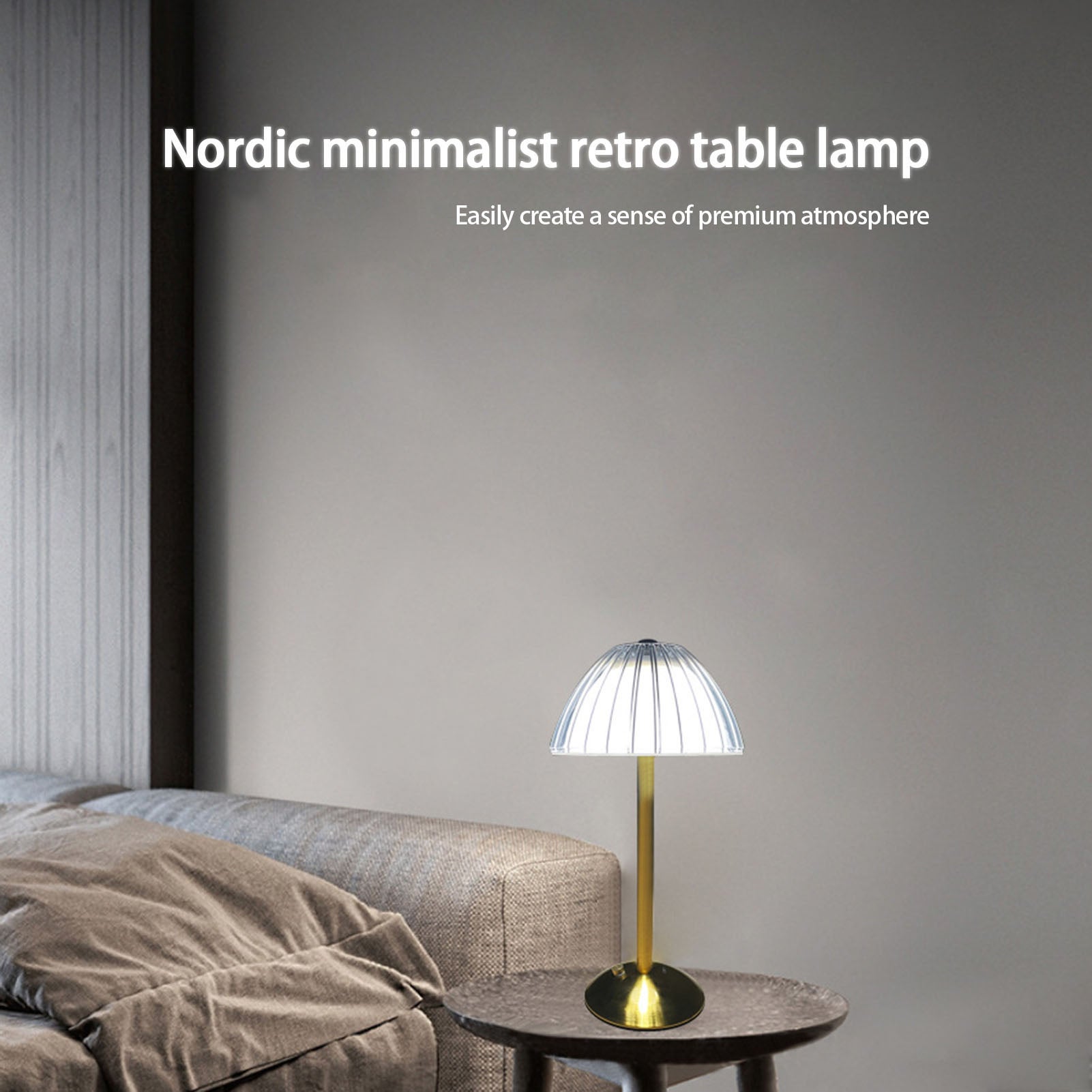 Lampe de table dimmable, lampe tactile pour la table de chevet de la chambre, lampe rechargeable en laiton sans fil portable - 5