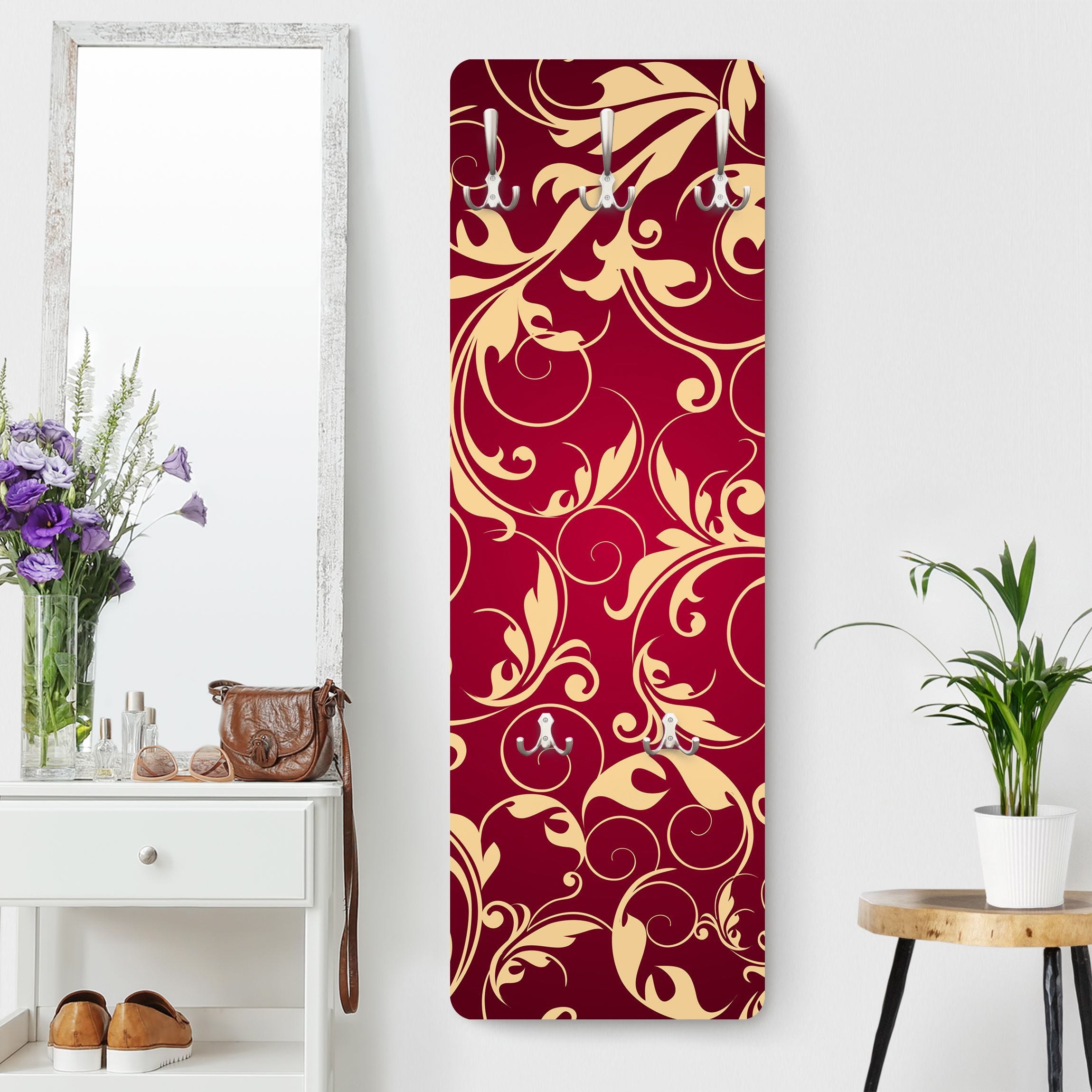 Foppapedretti Porte-Manteaux Modulaire Motif Floral Rouge - Fixation Murale