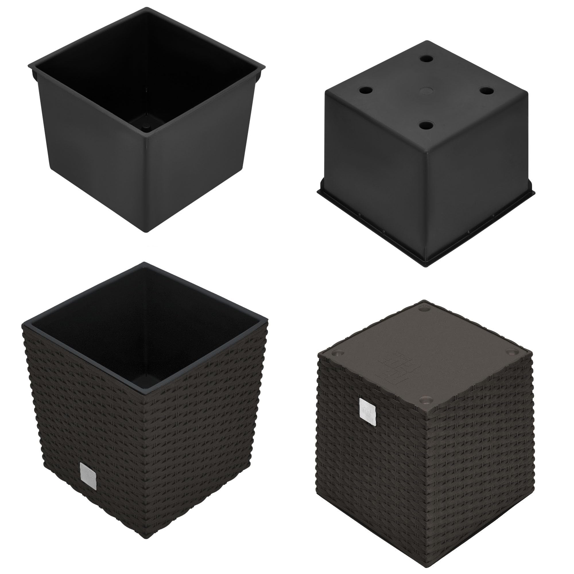 Lot de 2 Pots de Fleurs Umbra - 6,8 l - Hauteur : 20 cm - En Plastique - Avec Pot Intérieur - Pour l'Intérieur et l'Extérieur - KOTARBAU - 6