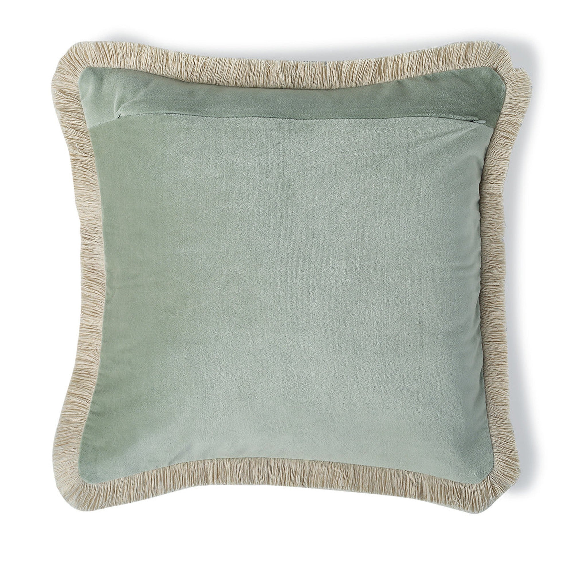 Coussin 50x50 velours de coton vert céladon - 3