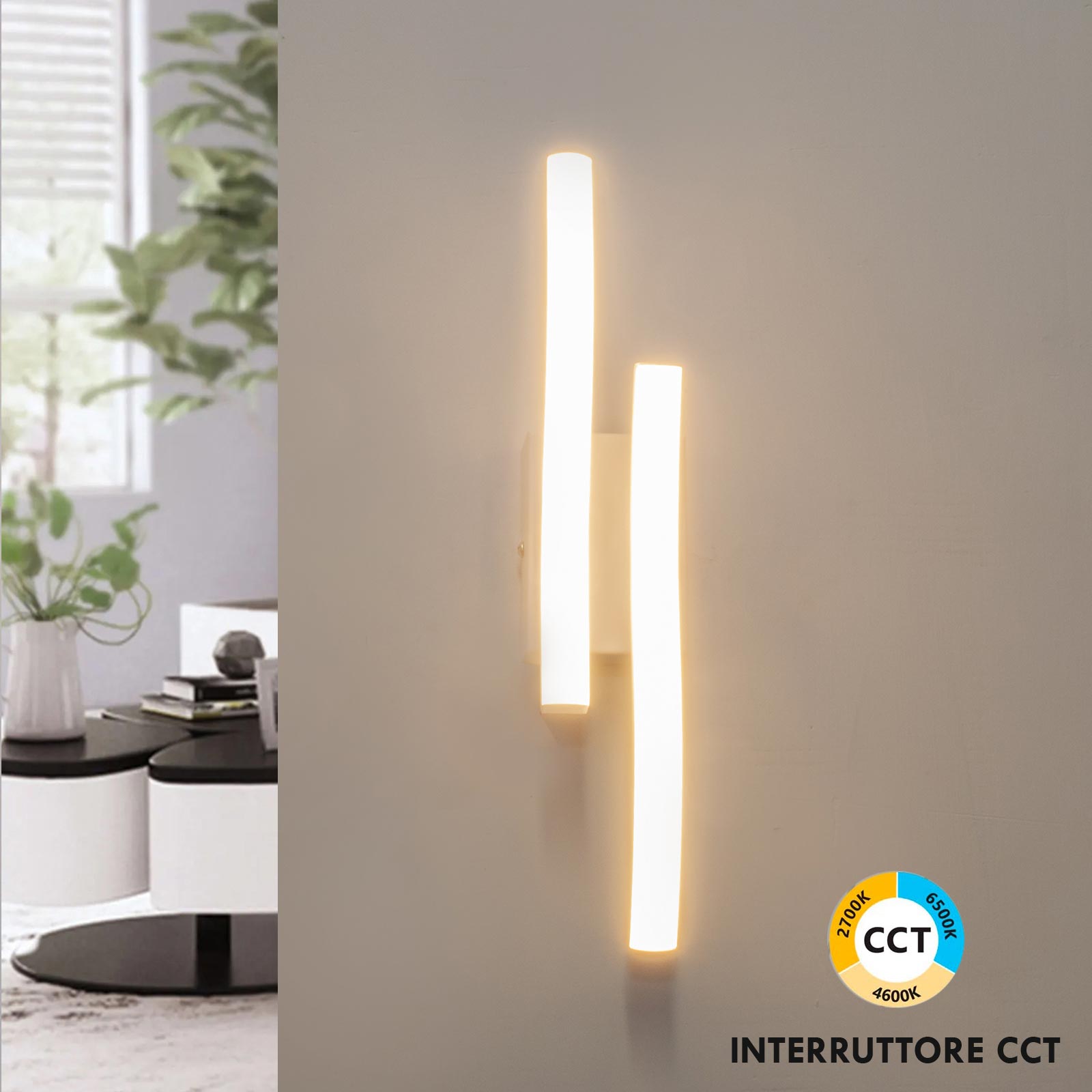 Luci Led Design Lampada parete muro applique bianco moderno LED 10W CCT da 3000K a ...