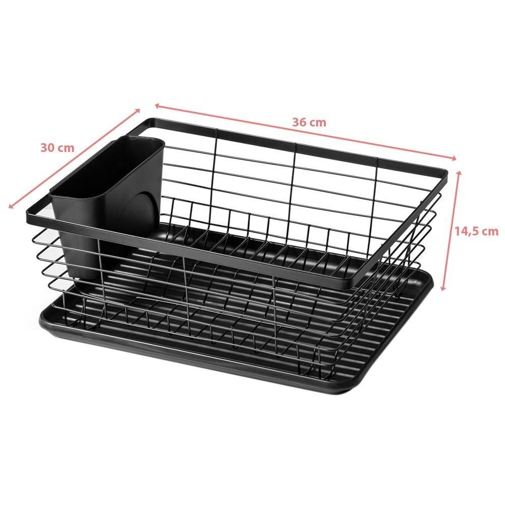 Égouttoir à vaisselle noir élégant avec bac de drainage - 9