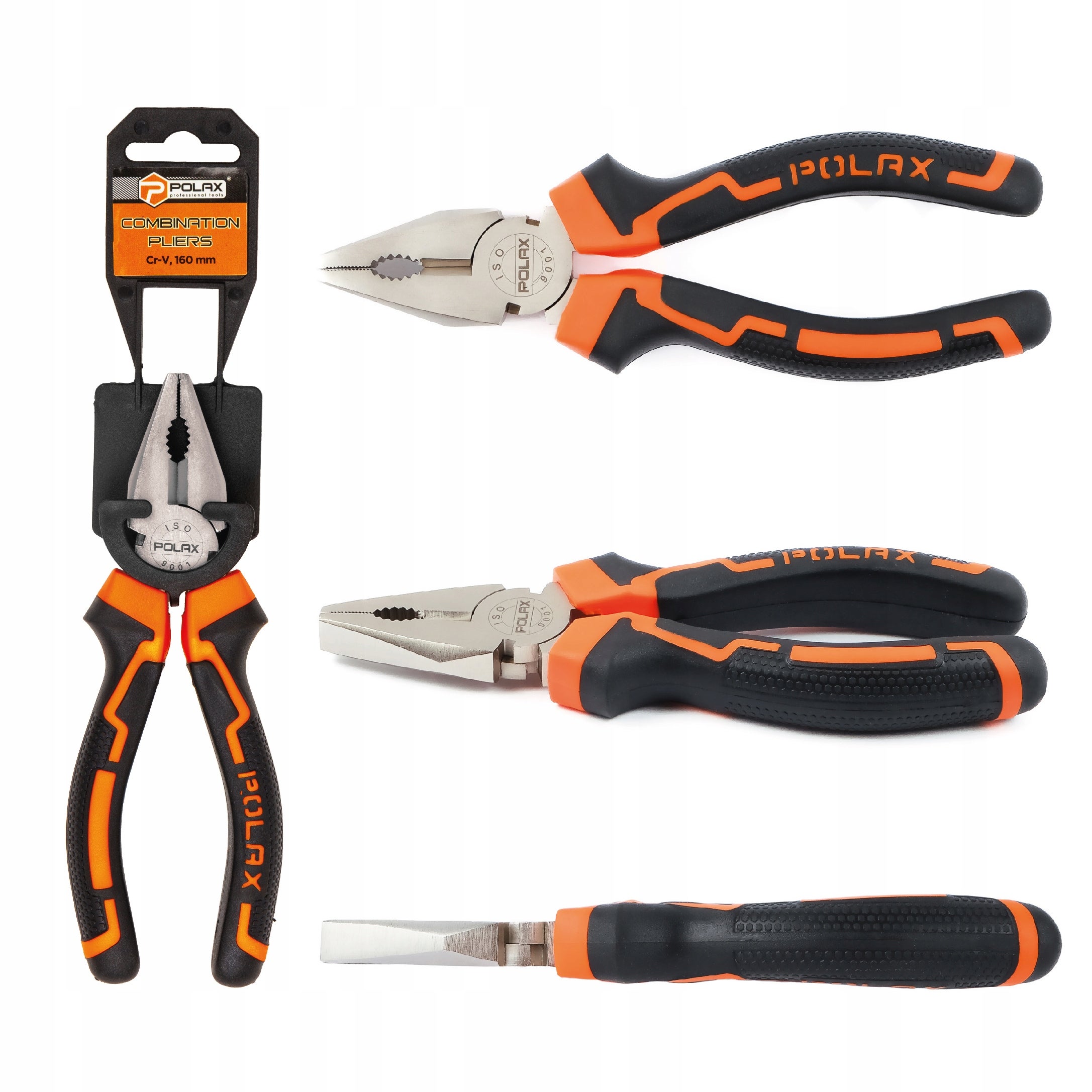 Kombinerki szczypce uniwersalne uchwyty dwukomponentowe Cr-V 160 mm Polax