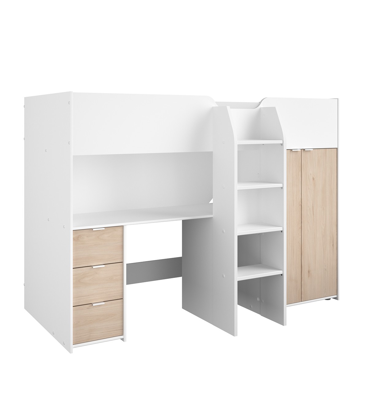 Lit Combiné avec Bureau, Rangements et Penderie - 90x200 cm - Tom ...