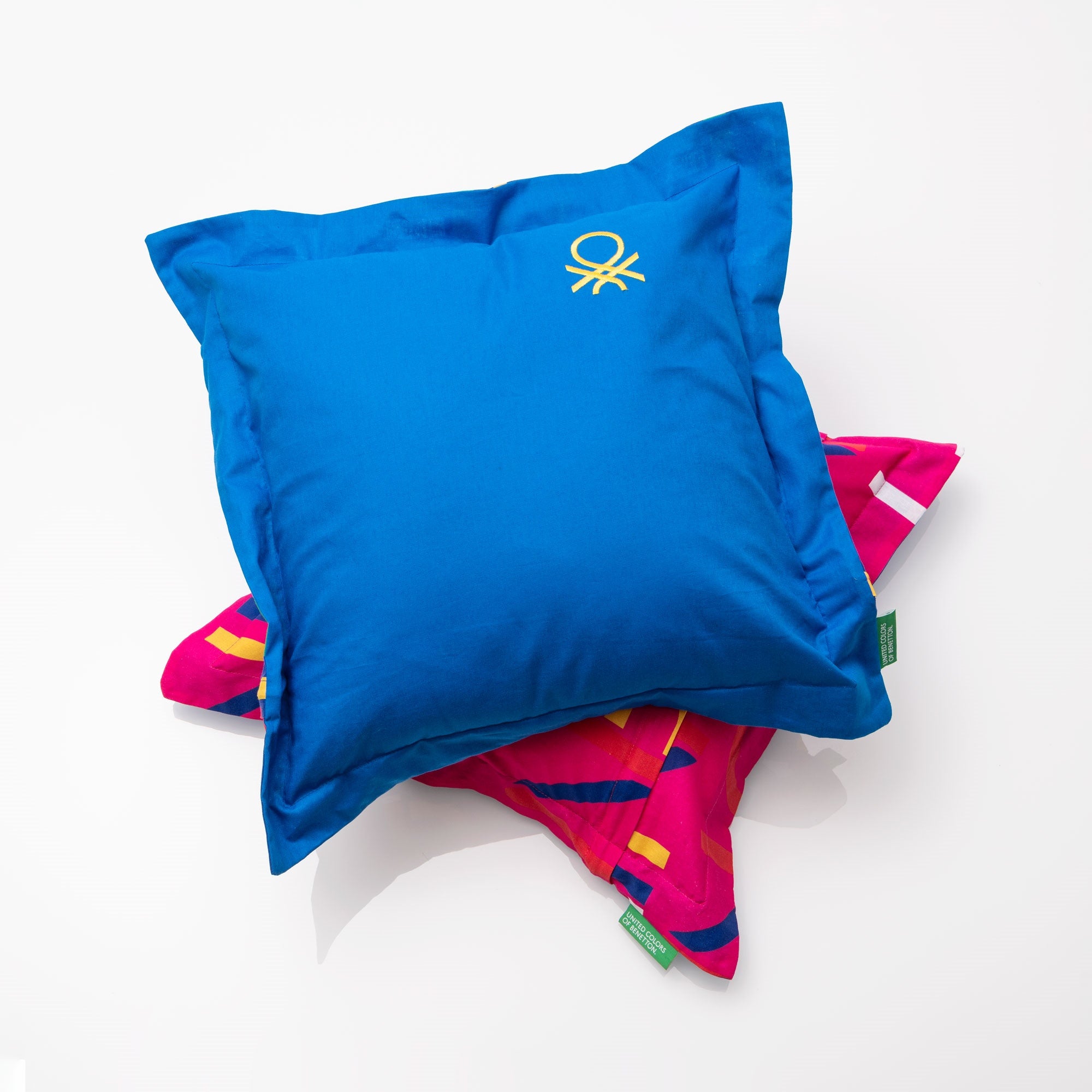 Almofada 40x40 cm 300gr, 100% algodão rosa com logotipo multicolor Casa Benetton - 8