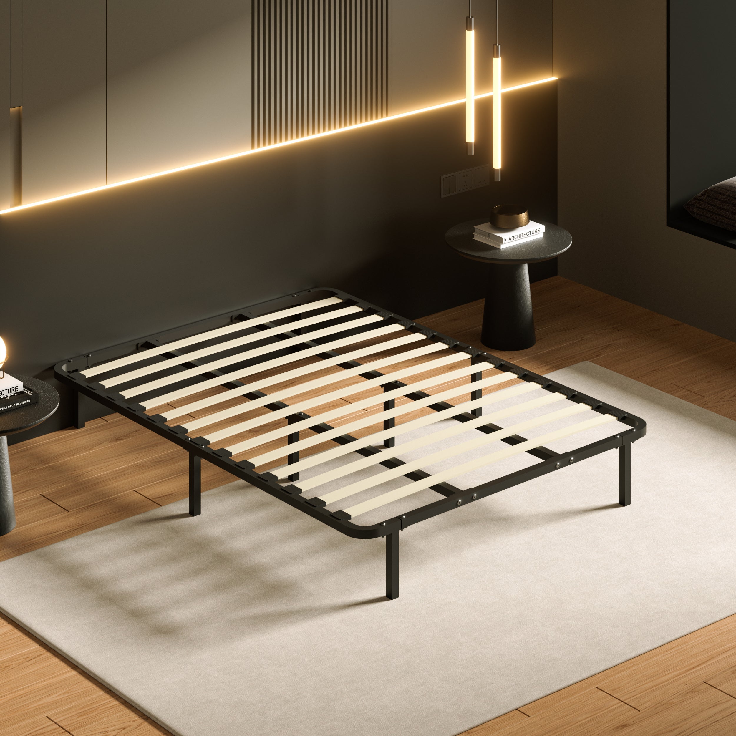 DEWINNER Cadre de lit 140 x 190 cm, hauteur 29 cm (140 × 190), équipé de 8 pieds. - 5