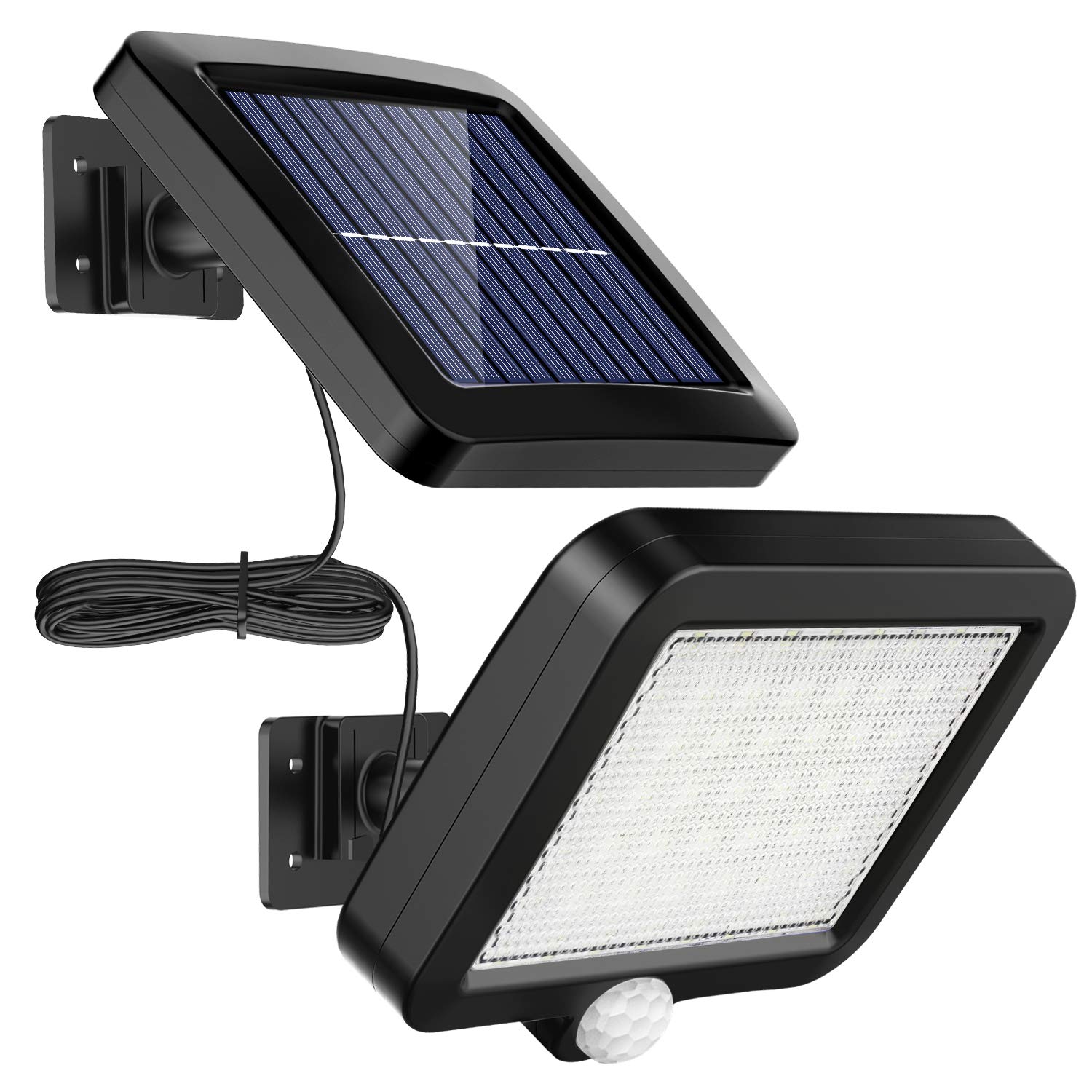 Zewnętrzne lampy solarne 56 LED z czujnikiem ruchu, wodoszczelność IP65, kąt świecenia 120°, solarny kinkiet
