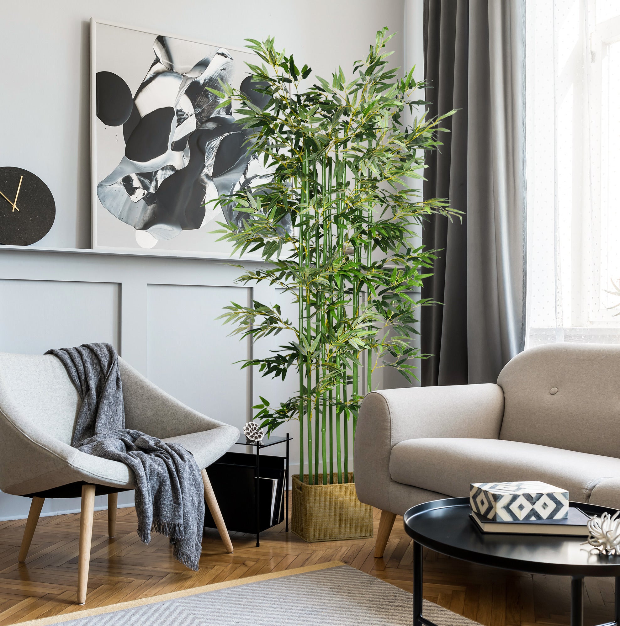Bambú artificial 180 cm con 1640 hojas, planta decorativa de interior ...