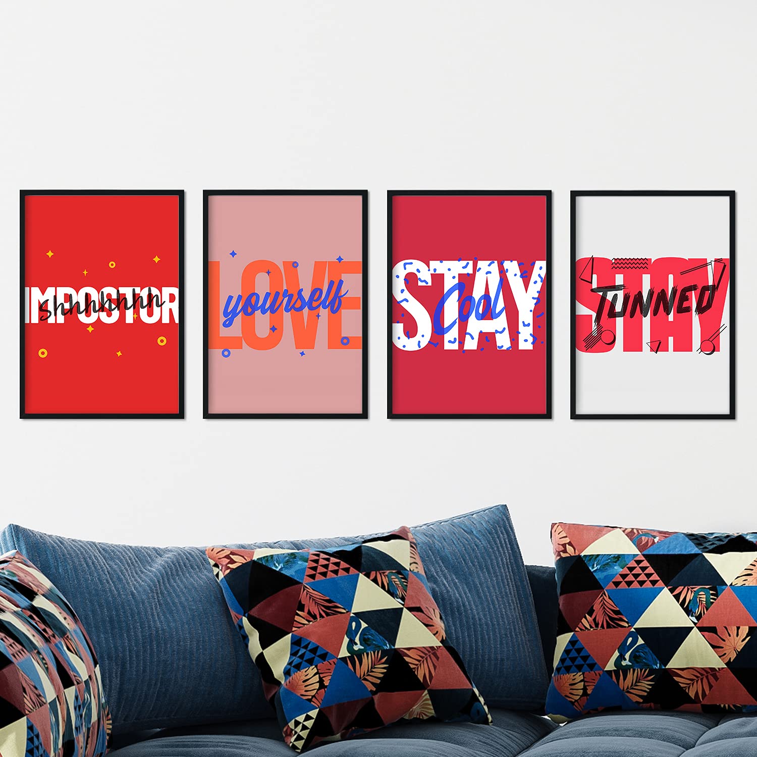 Set de láminas pack rojos. pósteres con diseño de rotulo y mensajes motivacionales para el dia a dia. sin marco - a3