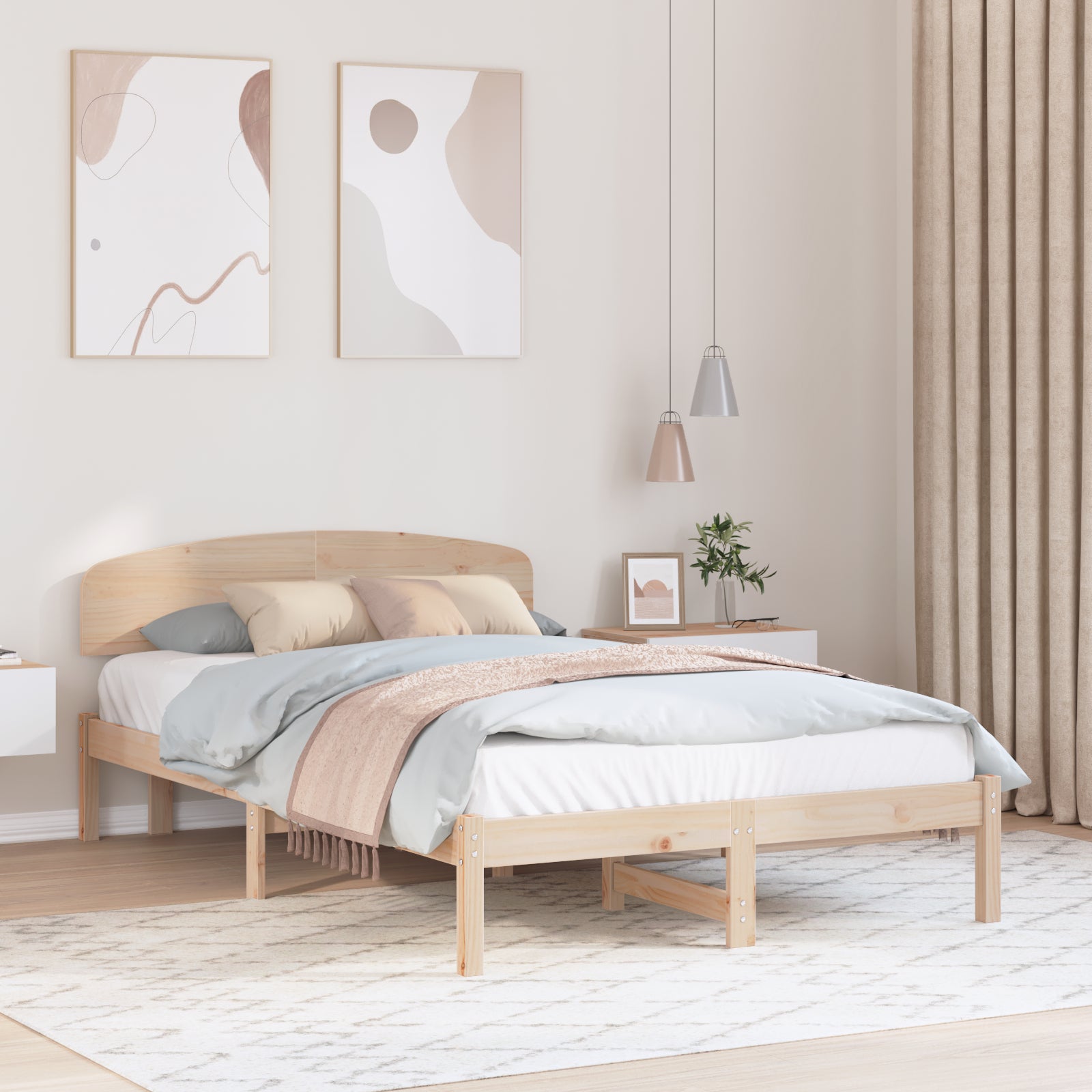 Ramka łóżka Naturalny 120 x 190 cm Lite drewno sosnowe vidaXL