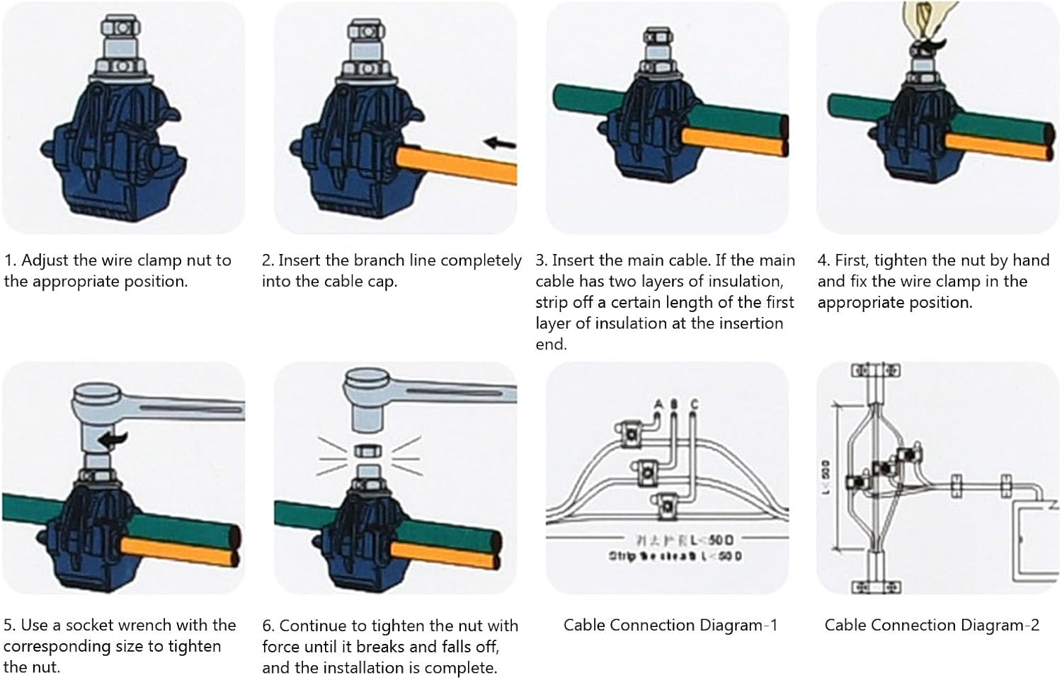 Connecteur de Perçage D'isolation, 4 Pièces,Séparateur de Câble Haute Basse Tension sans Rupture D'isolation, Pince de Perçage 1KV (JJC-2) - 5