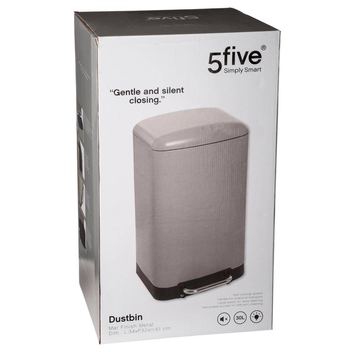 Cubo De Basura De Acero Inoxidable Abs Homcom 42x30x81cm - Gris con