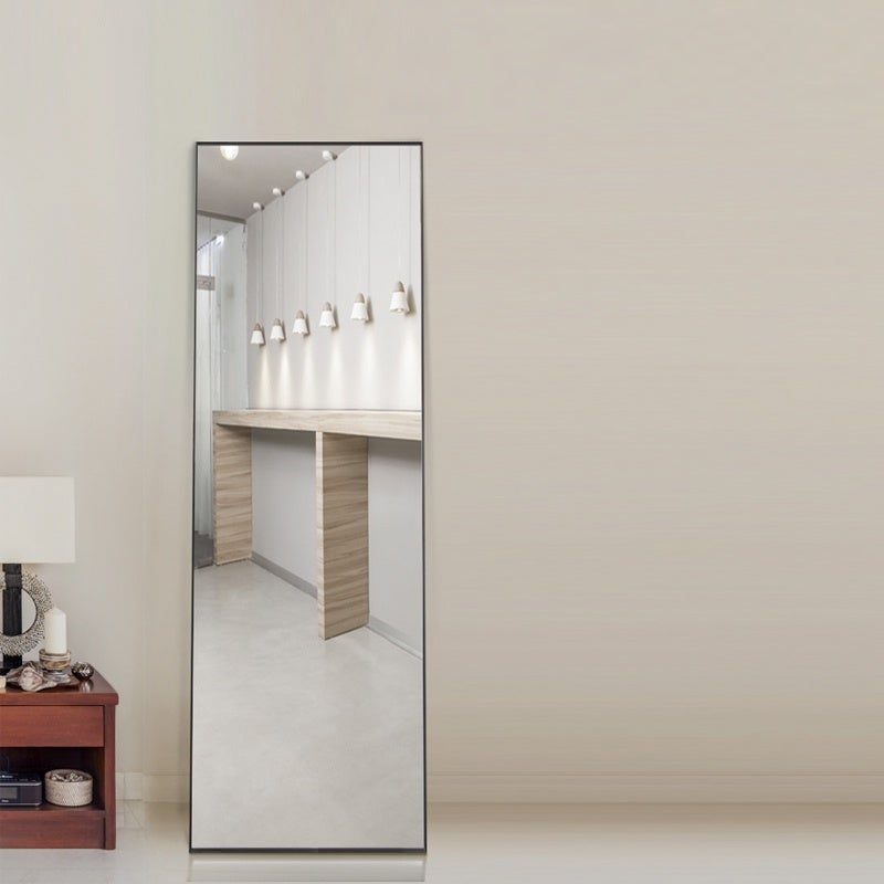 Miroir sur Pied Rectangle -150x40cm - Cadre en Métal - Miroir HD Grand - Noir - 8