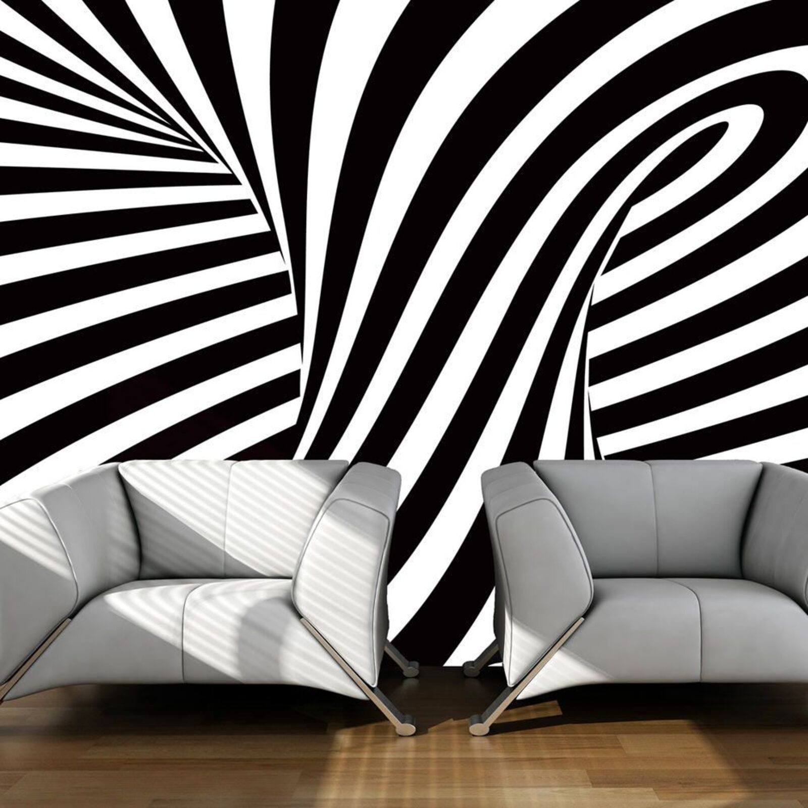 Papier peint art optique: en n&b - 250 x 193 cm | Leroy Merlin