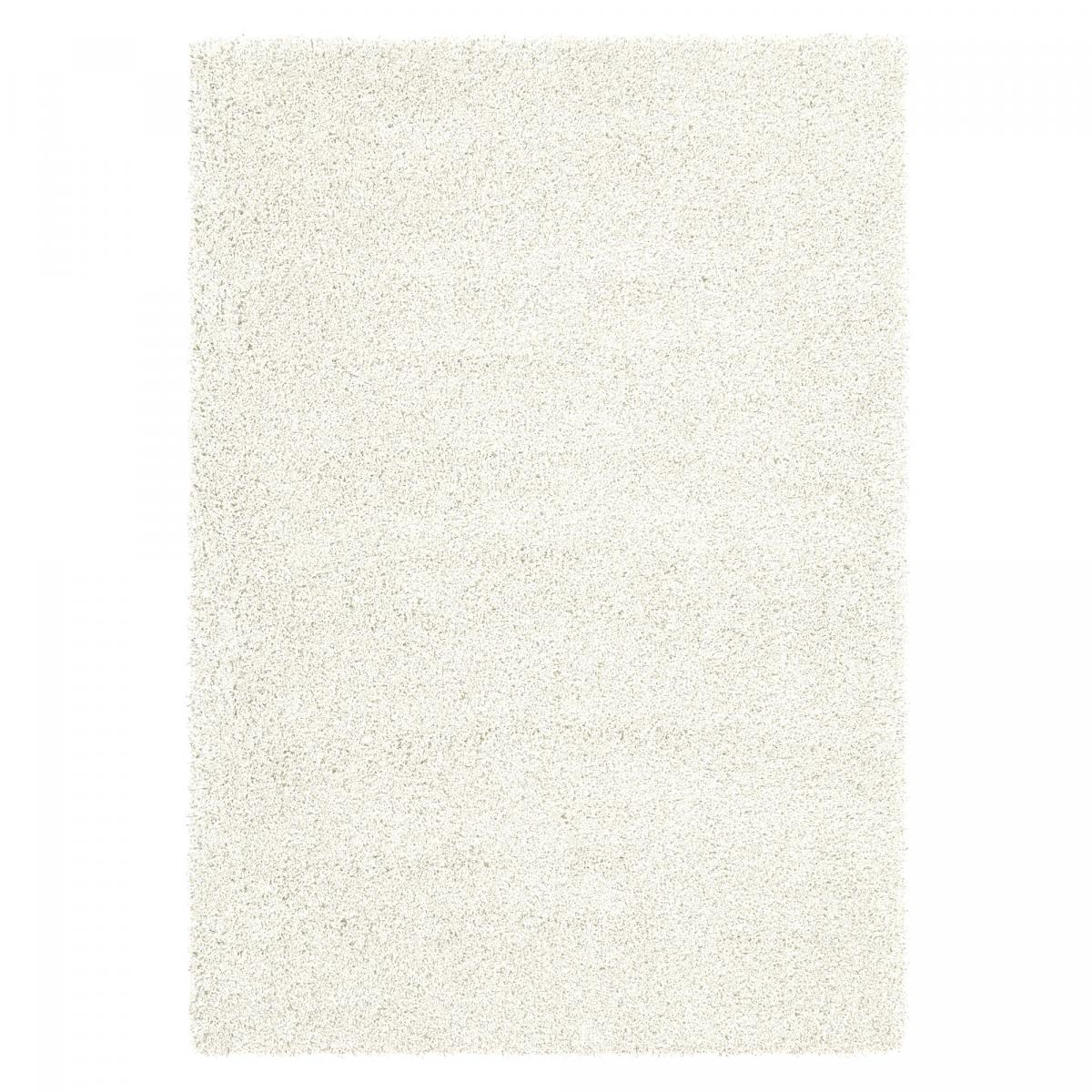 Tapis shaggy 60x115 rectangle tissé crème motif uni FLEURAN | Leroy Merlin