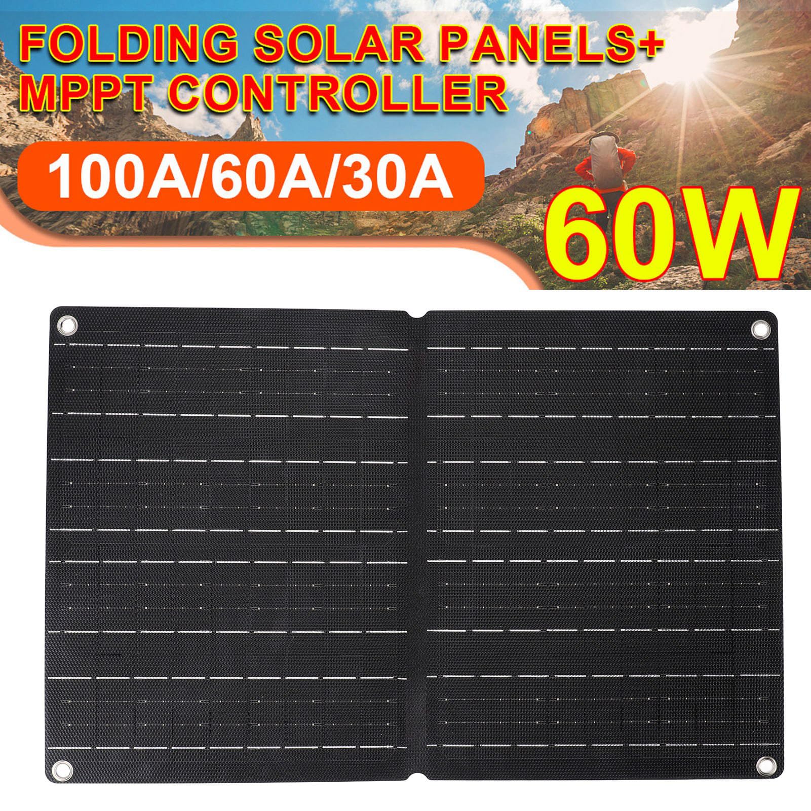 Pannello solare pieghevole portatile ETFE da 60 W, set di controllo Dual USB 12 V IP68 impermeabile per telefono, auto, esterno - 9