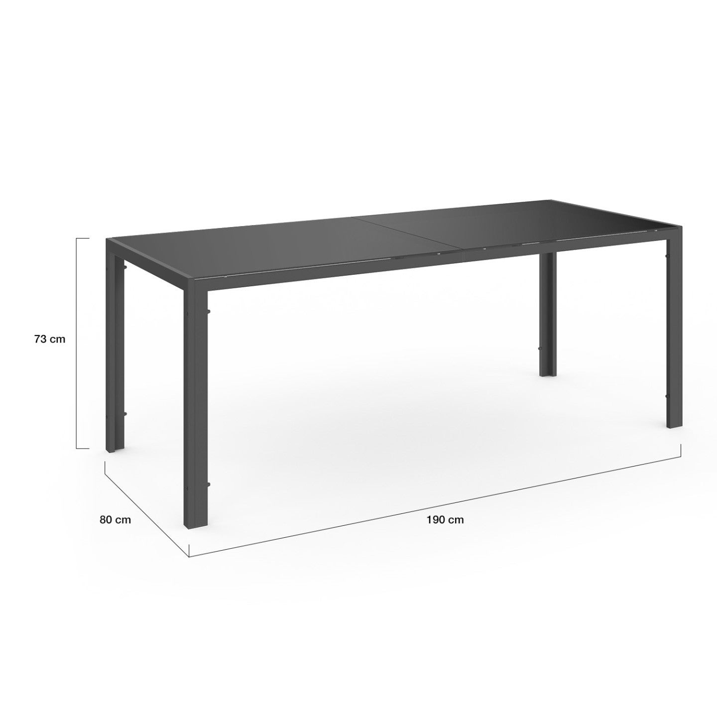 Salon de jardin MADRID table 190 CM et 8 chaises empilables gris anthracite - 5