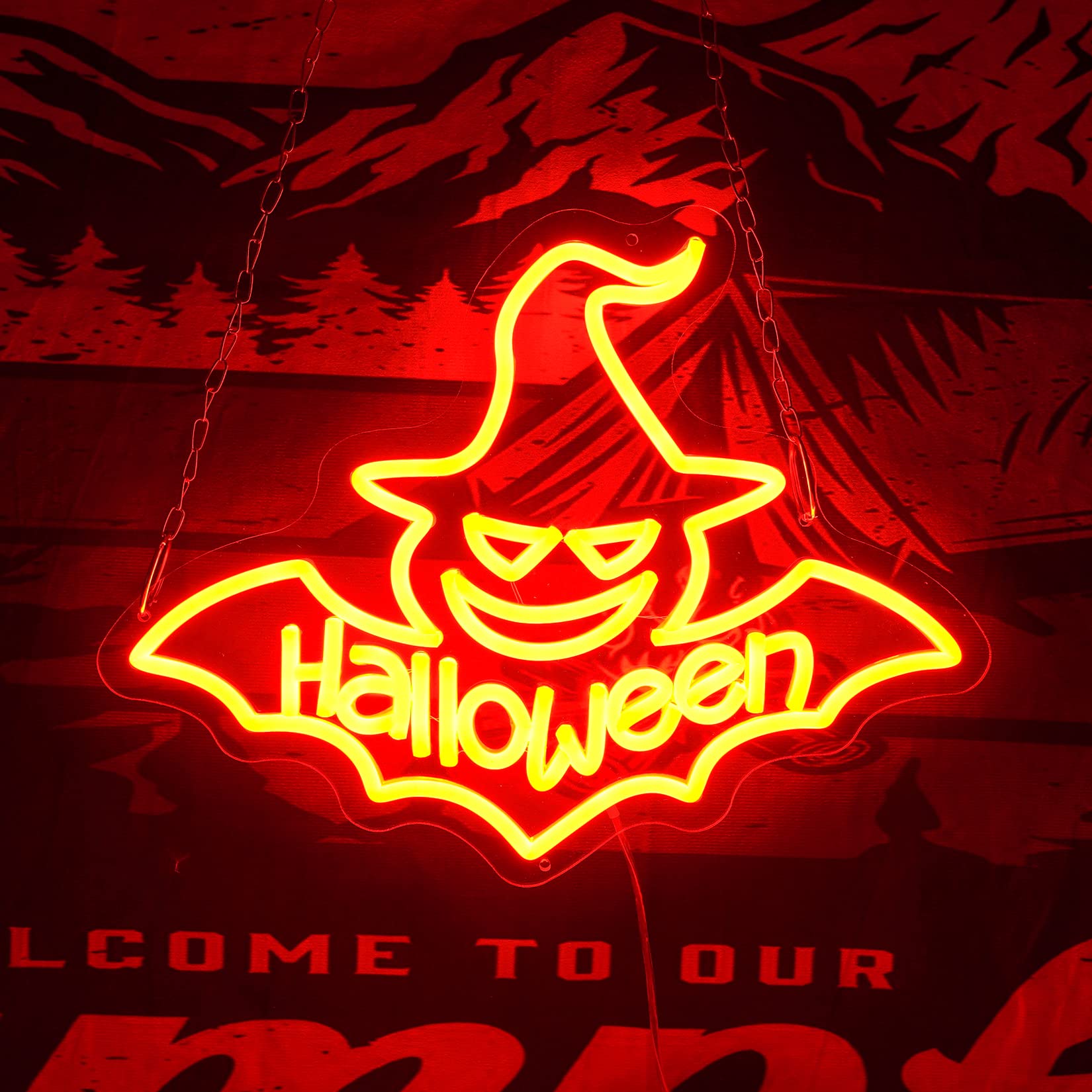 Neonowy panel nietoperza do dekoracji na Halloween, neonowe światła nietoperza, panel LED do dekoracji ścian sypialni, 30 x 40 cm