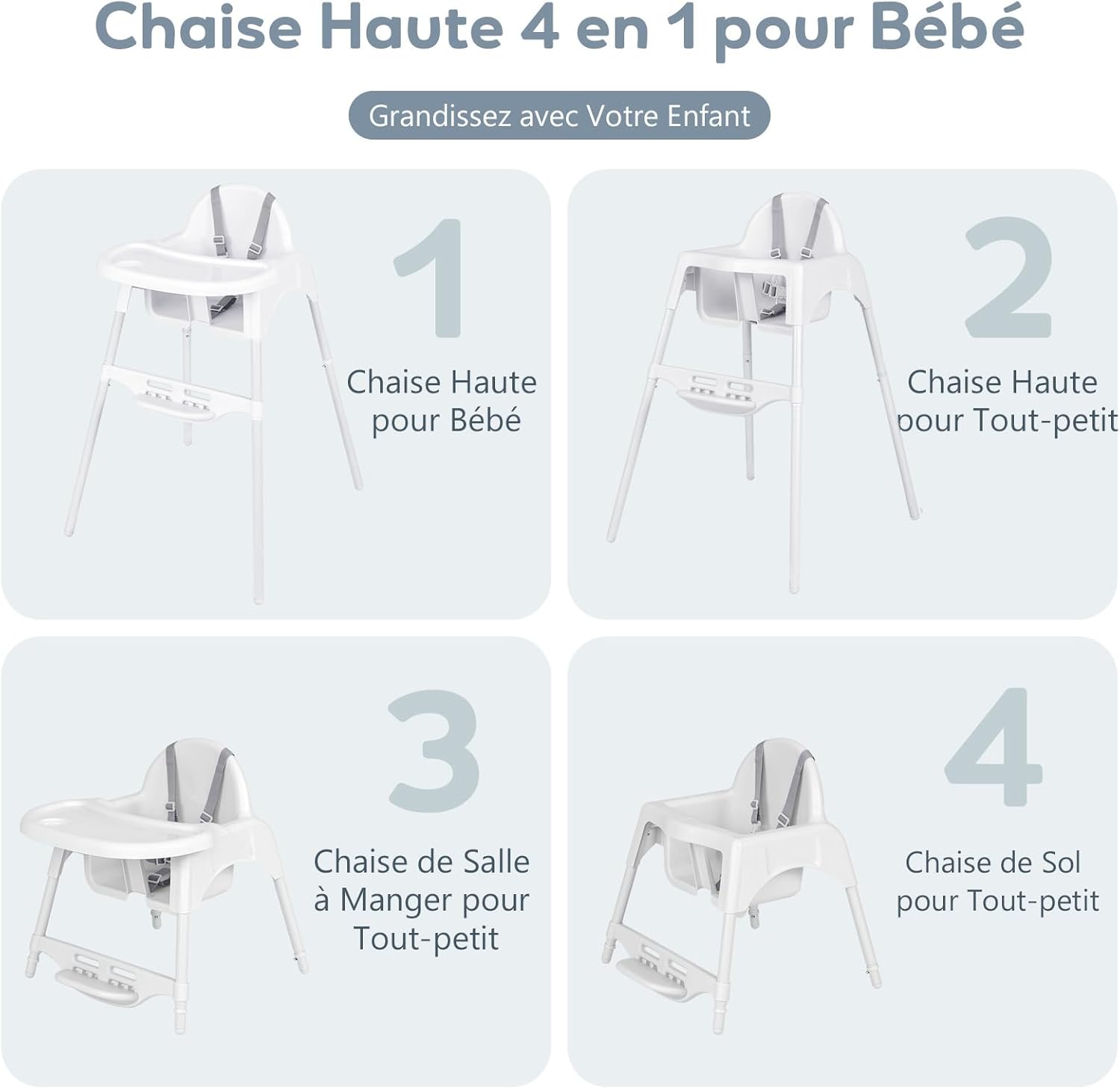 Trona Convertible en para Bebé, Silla para Comer para 6-36