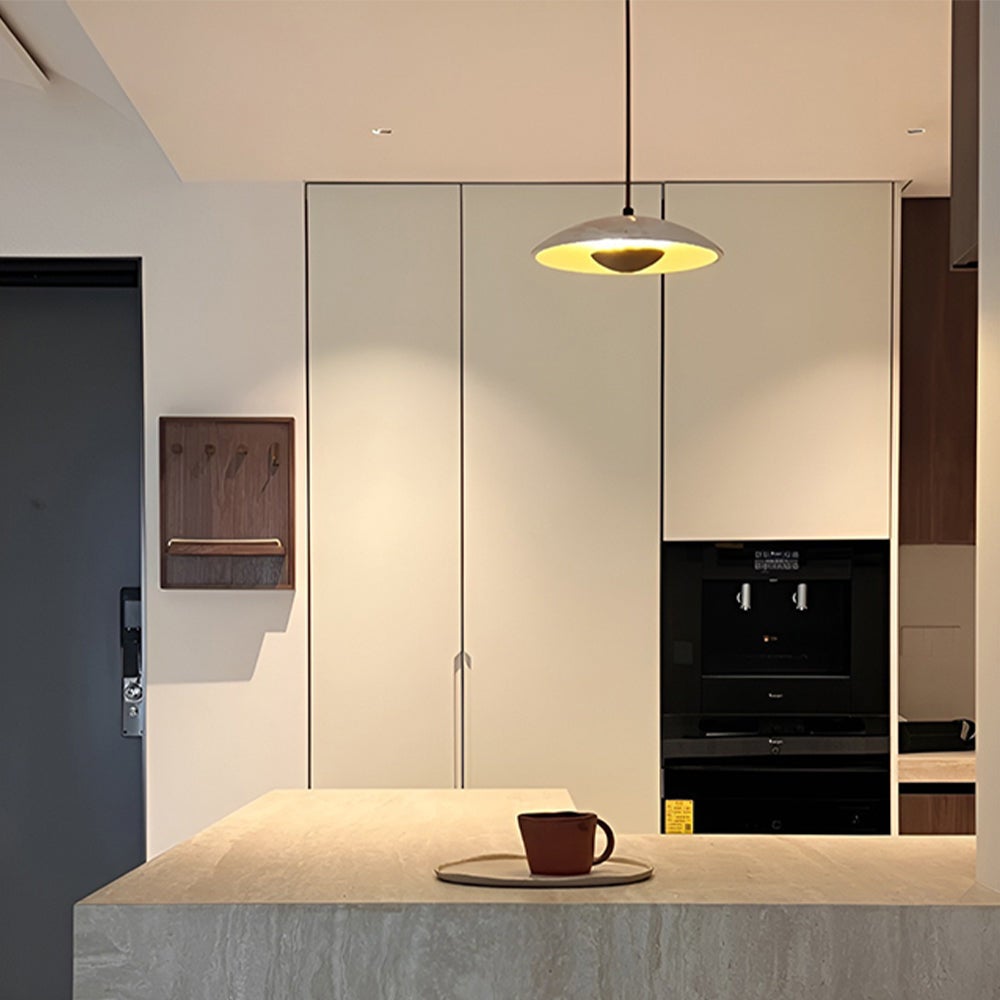 Lustre ARTURESTHOME en pierre et bois, un excellent choix pour l'éclairage des espaces de style moderne, D26 cm x H8 cm,Naturel - 4